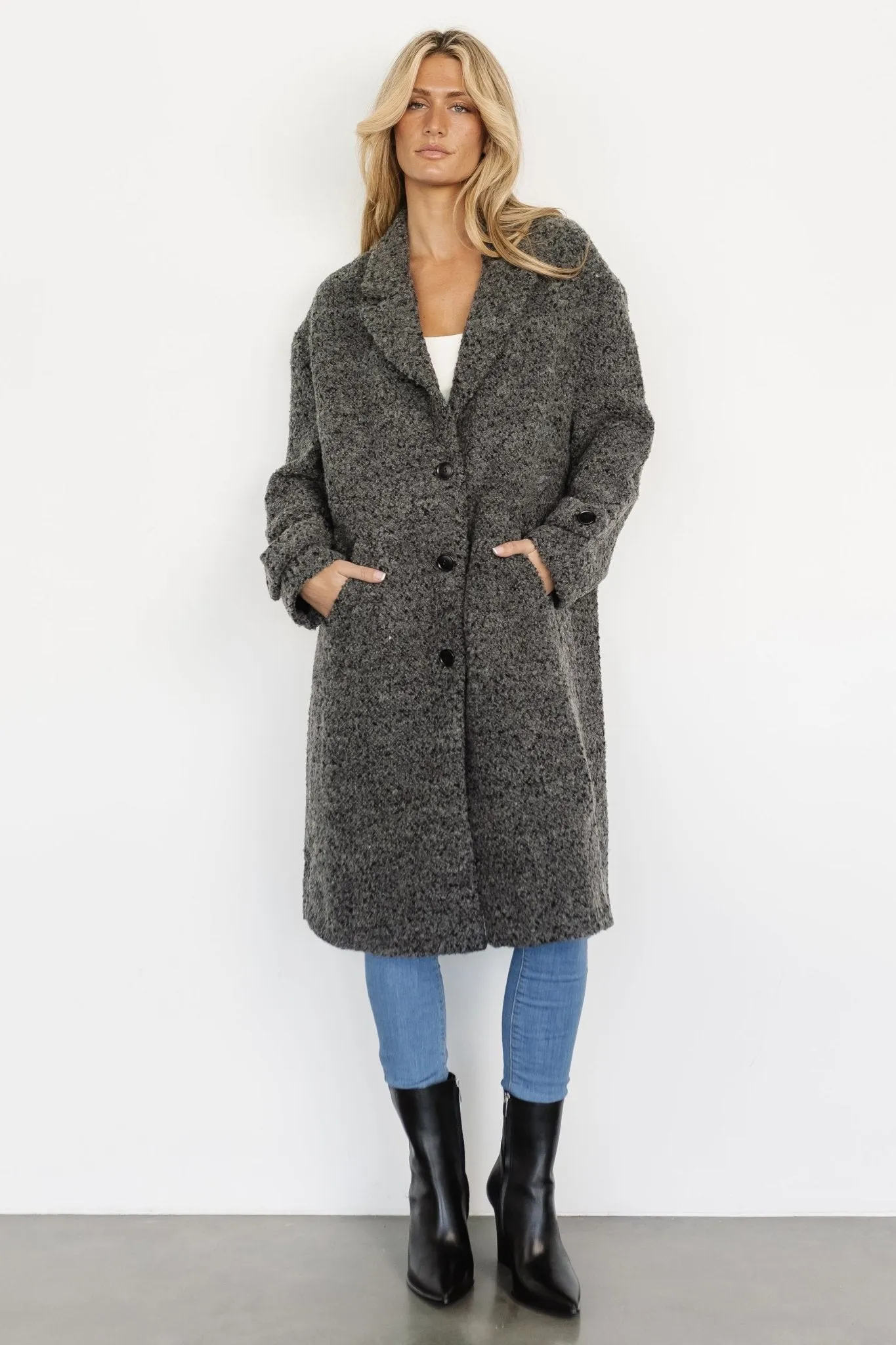 Burke Boucle Coat | Charcoal sold by Baltic Born product image thumbnail 3