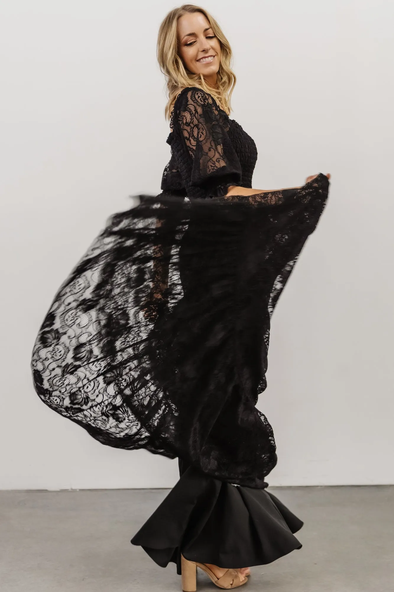 Stella Smocked Lace Maxi Dress | Black sold by Baltic Born product image thumbnail 2