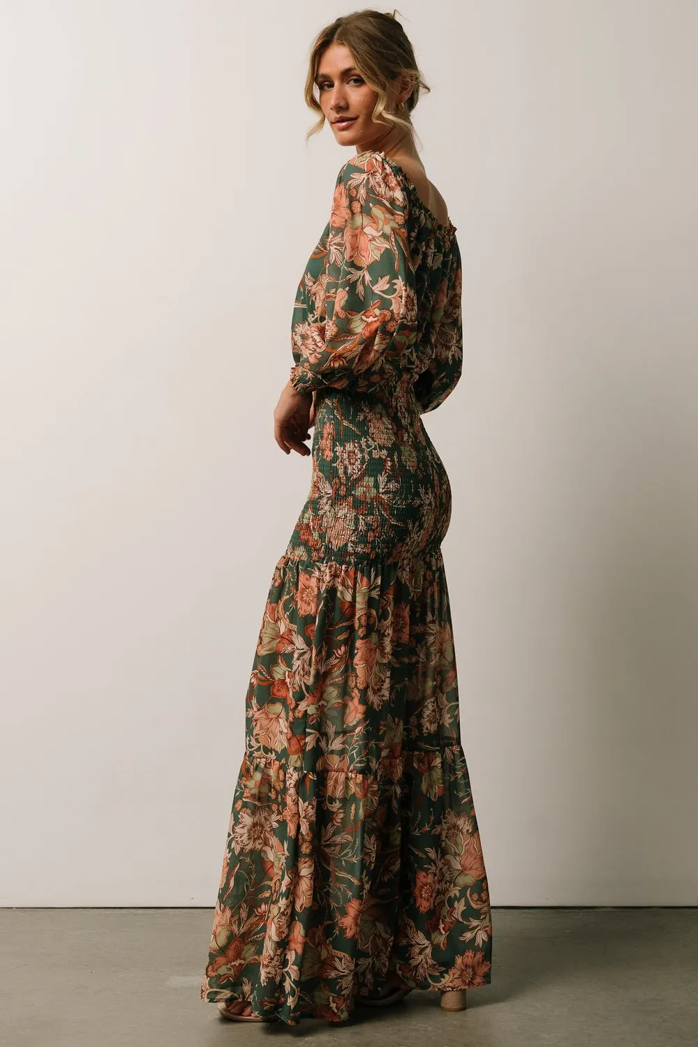 Lizzie Smocked Maxi Dress | Green Multi sold by Baltic Born product image thumbnail 5