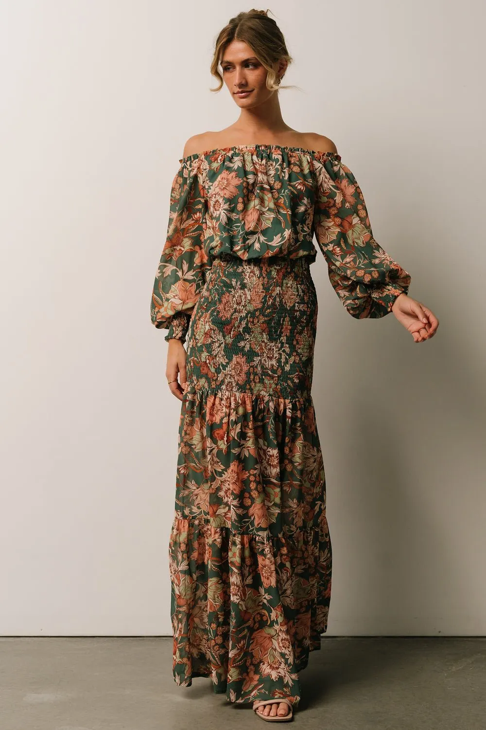 Lizzie Smocked Maxi Dress | Green Multi sold by Baltic Born product image thumbnail 3