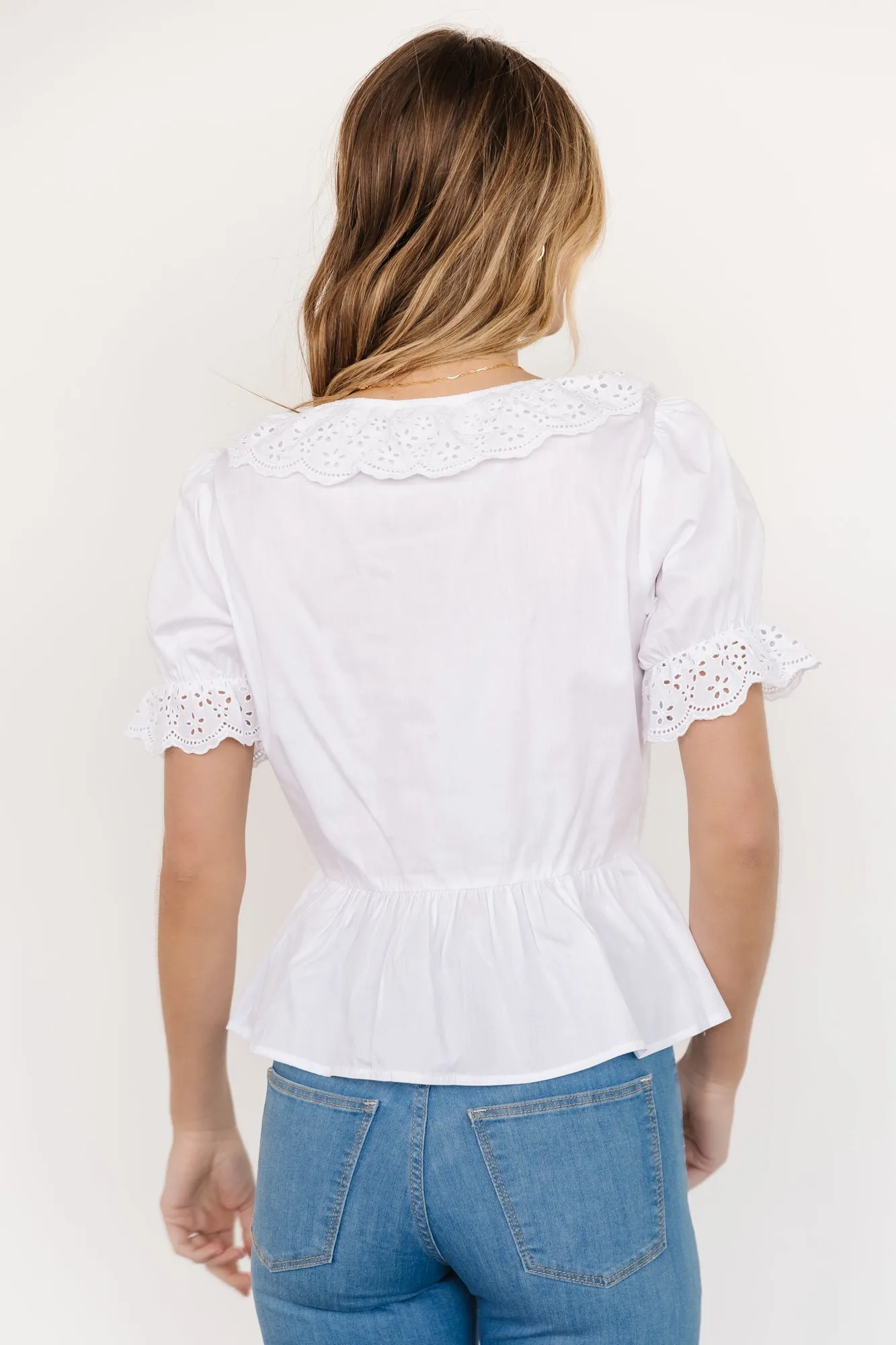 Devereux Button Eyelet Top | White sold by Baltic Born product image thumbnail 3