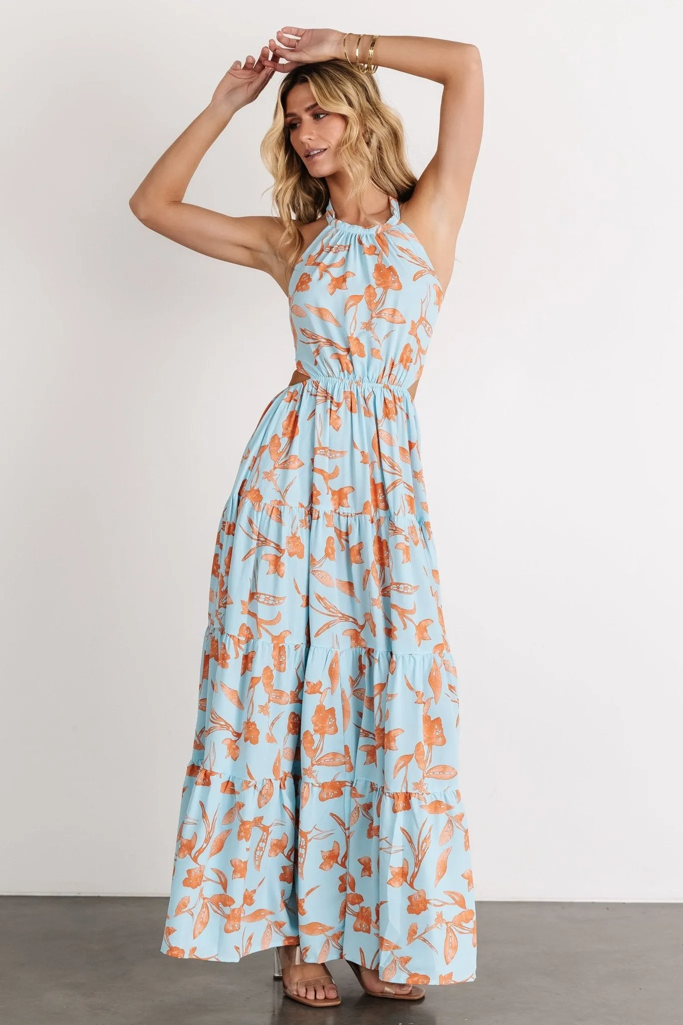 Laie Back Tie Maxi Dress | Blue + Orange sold by Baltic Born product image thumbnail 4