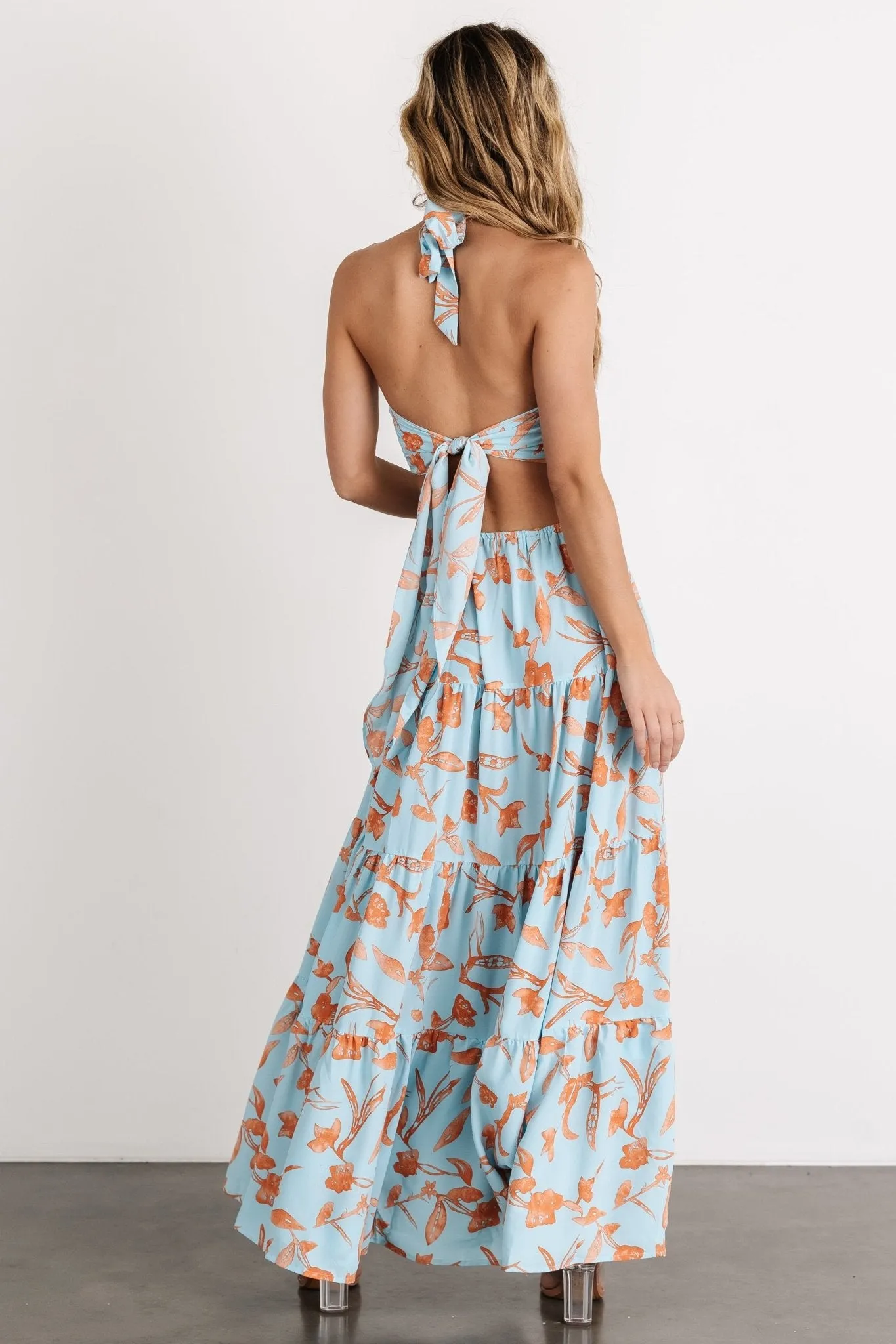 Laie Back Tie Maxi Dress | Blue + Orange sold by Baltic Born product image thumbnail 5