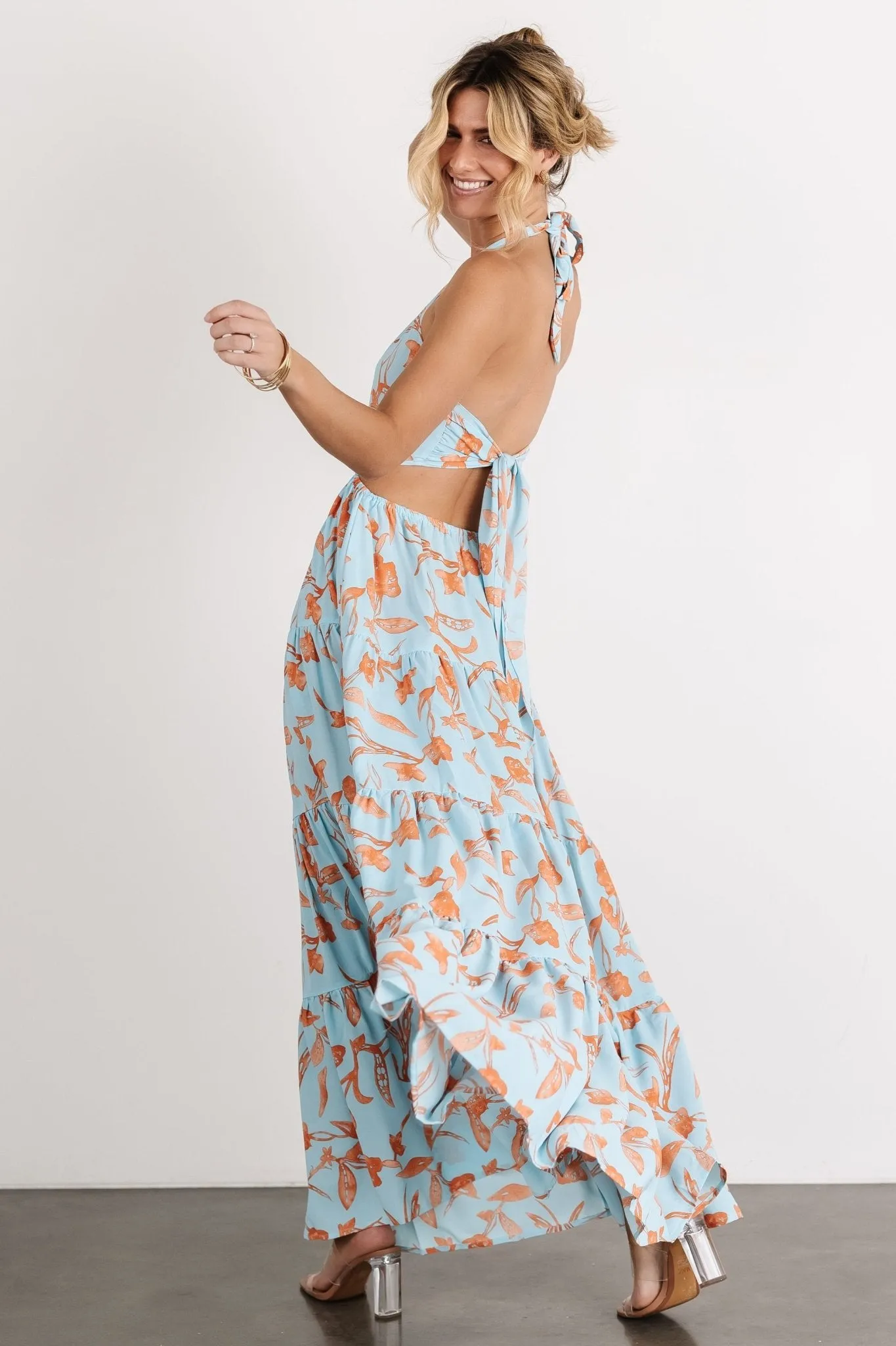 Laie Back Tie Maxi Dress | Blue + Orange sold by Baltic Born product image thumbnail 2