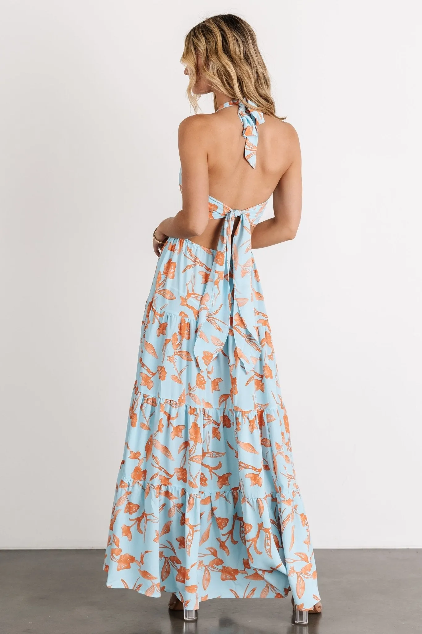 Laie Back Tie Maxi Dress | Blue + Orange sold by Baltic Born product image thumbnail 3