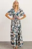 Sicily Satin Maxi Dress | Blue Floral sold by Baltic Born