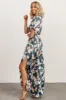 Sicily Satin Maxi Dress | Blue Floral sold by Baltic Born