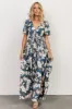 Sicily Satin Maxi Dress | Blue Floral sold by Baltic Born
