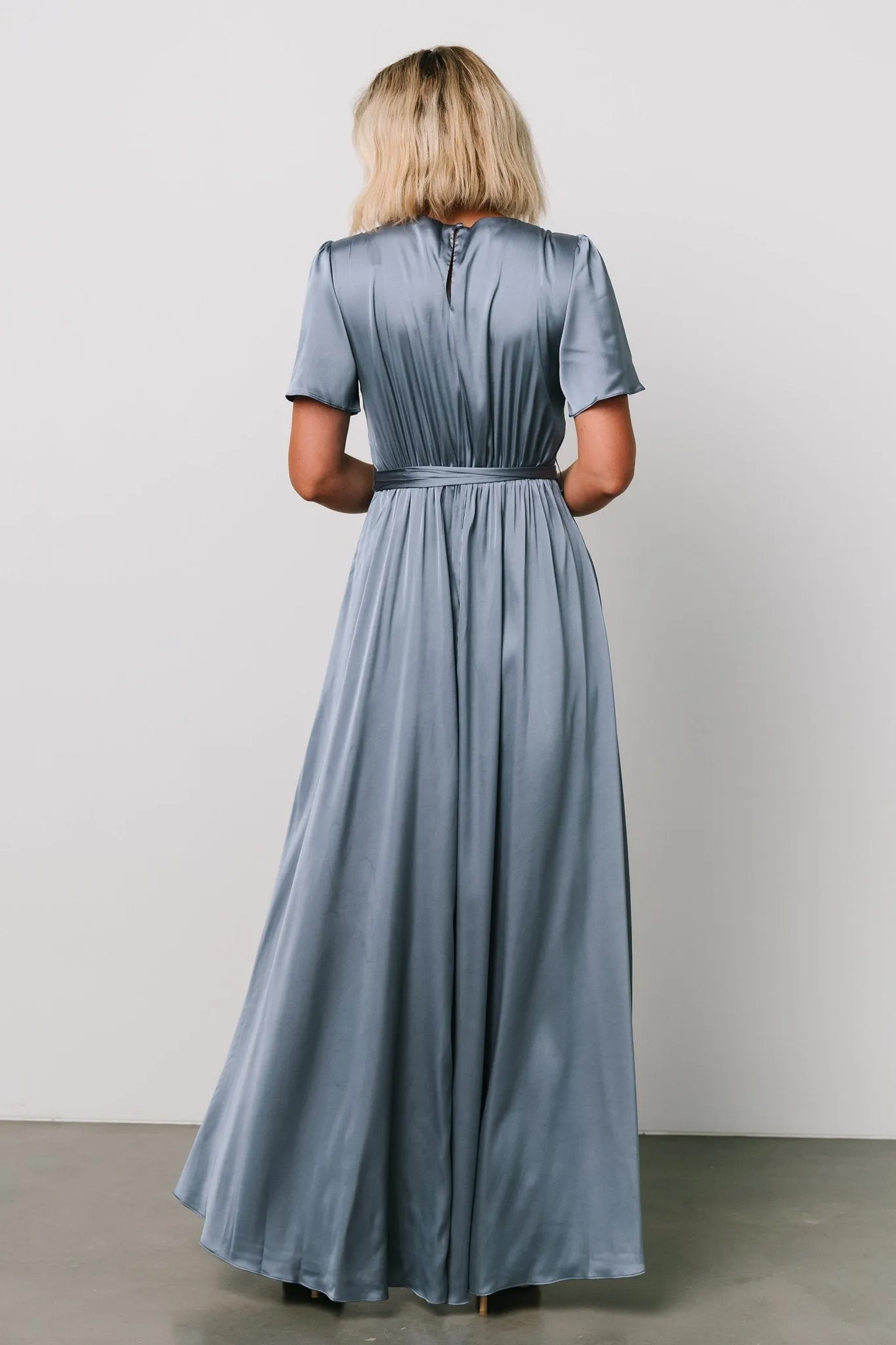 Agnes Satin Maxi Dress | Whisper Blue sold by Baltic Born product image thumbnail 5