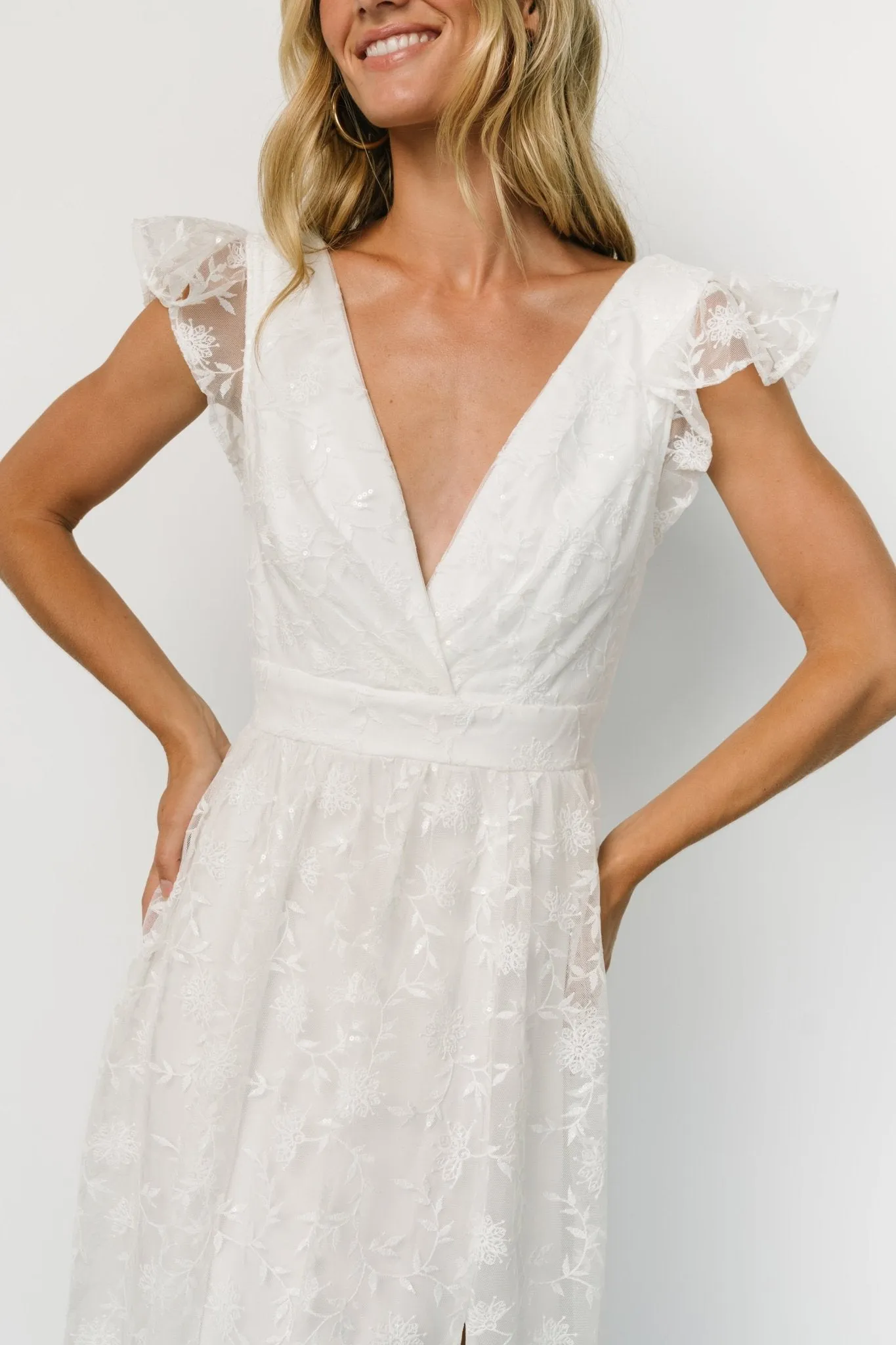 Alexa Embroidered Sequin Maxi Dress | White sold by Baltic Born product image thumbnail 2