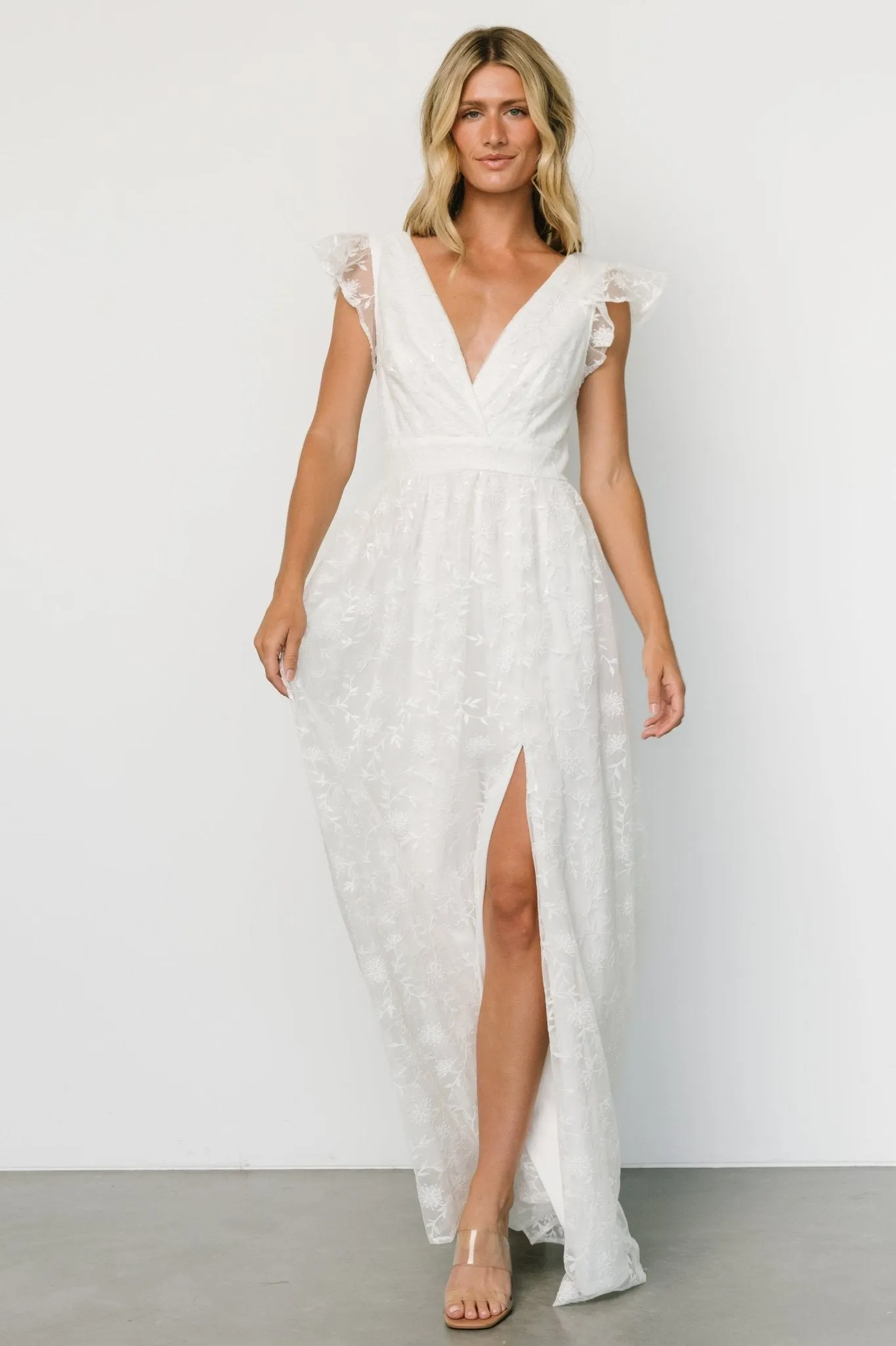Alexa Embroidered Sequin Maxi Dress | White sold by Baltic Born product image thumbnail 4