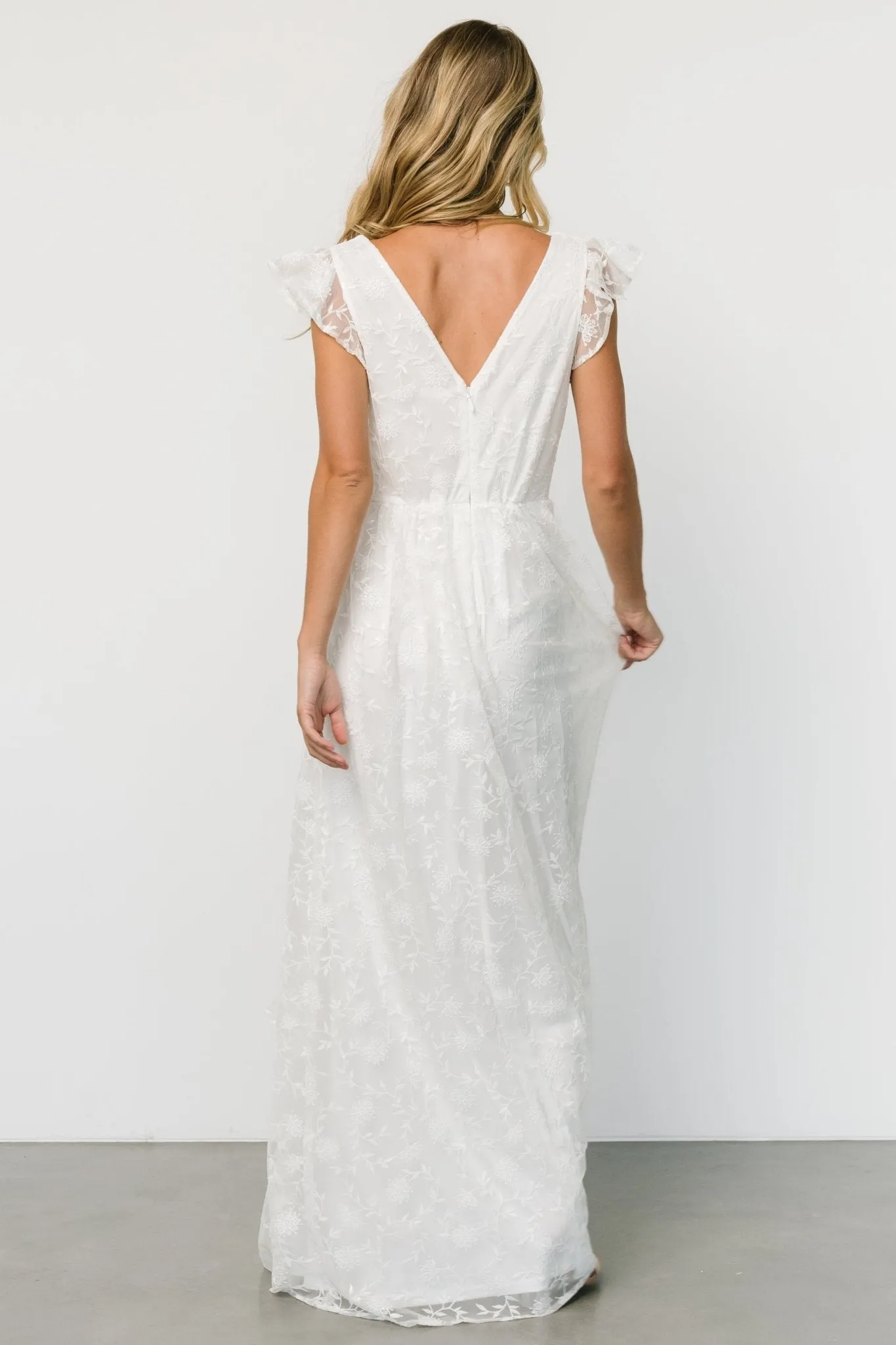 Alexa Embroidered Sequin Maxi Dress | White sold by Baltic Born product image thumbnail 5