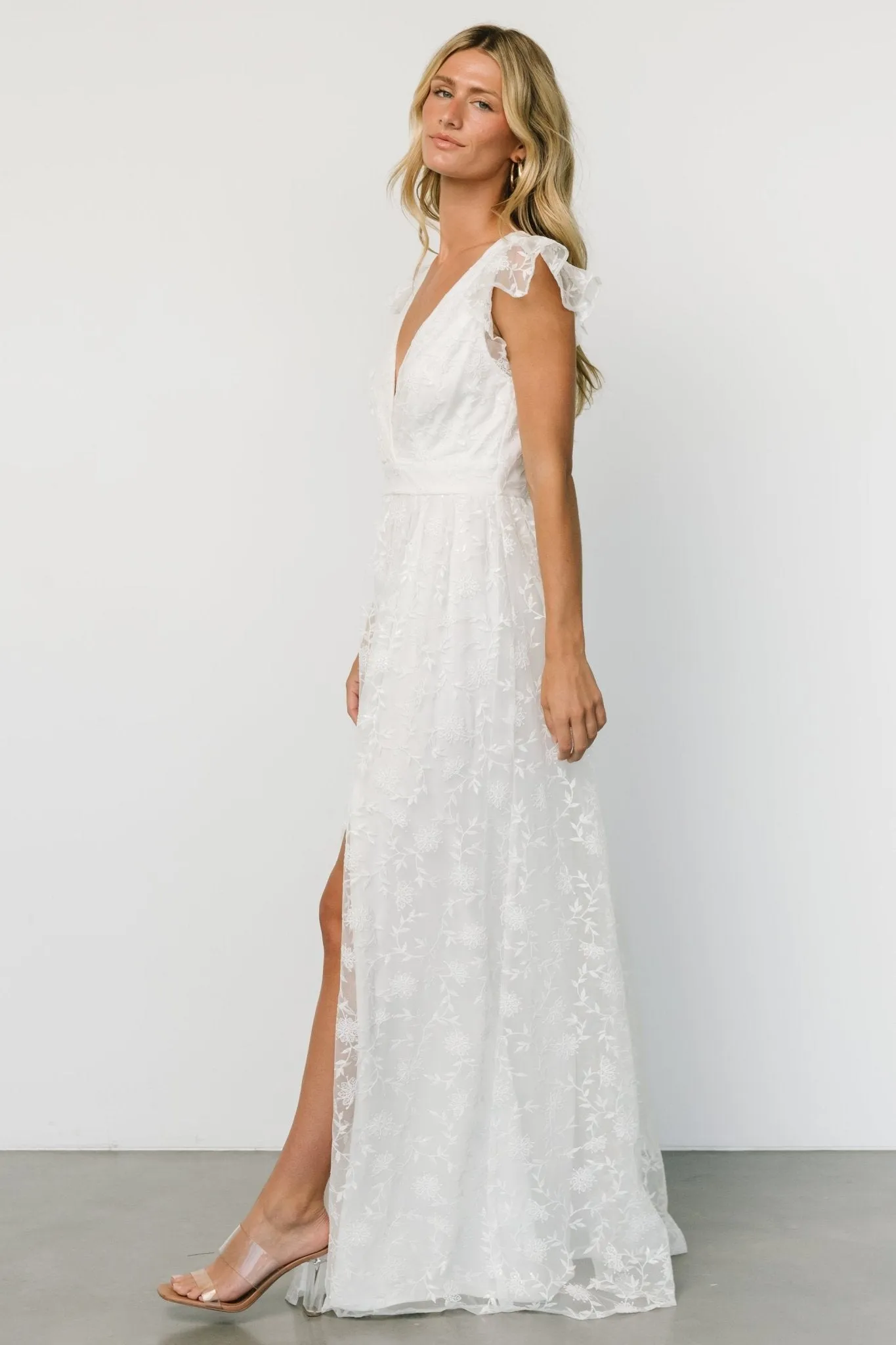 Alexa Embroidered Sequin Maxi Dress | White sold by Baltic Born product image thumbnail 3