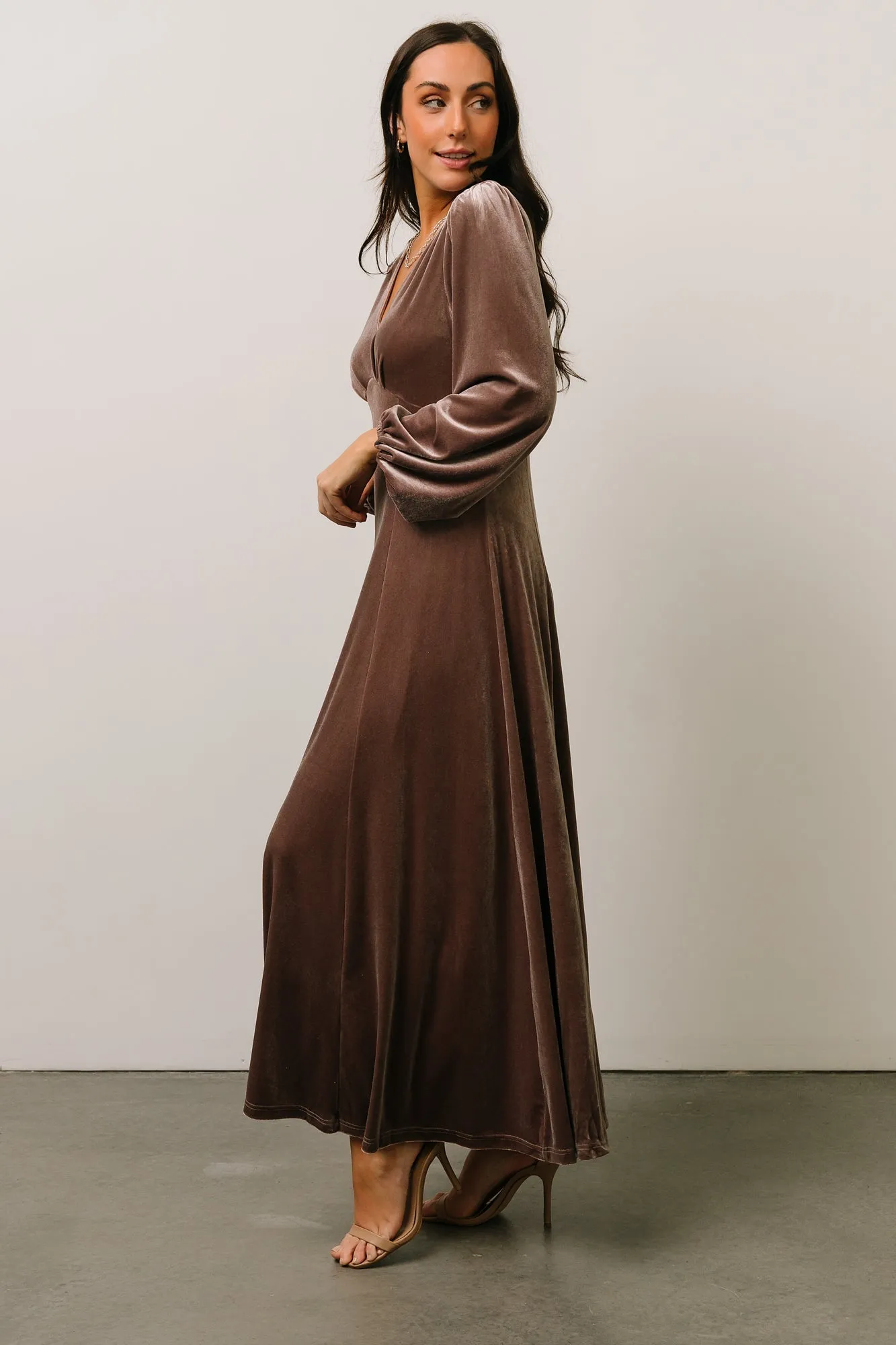 Adelita Velvet Maxi Dress | Mink sold by Baltic Born product image thumbnail 3