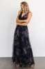 Kamila Tulle Maxi Dress | Dark Blue Floral sold by Baltic Born
