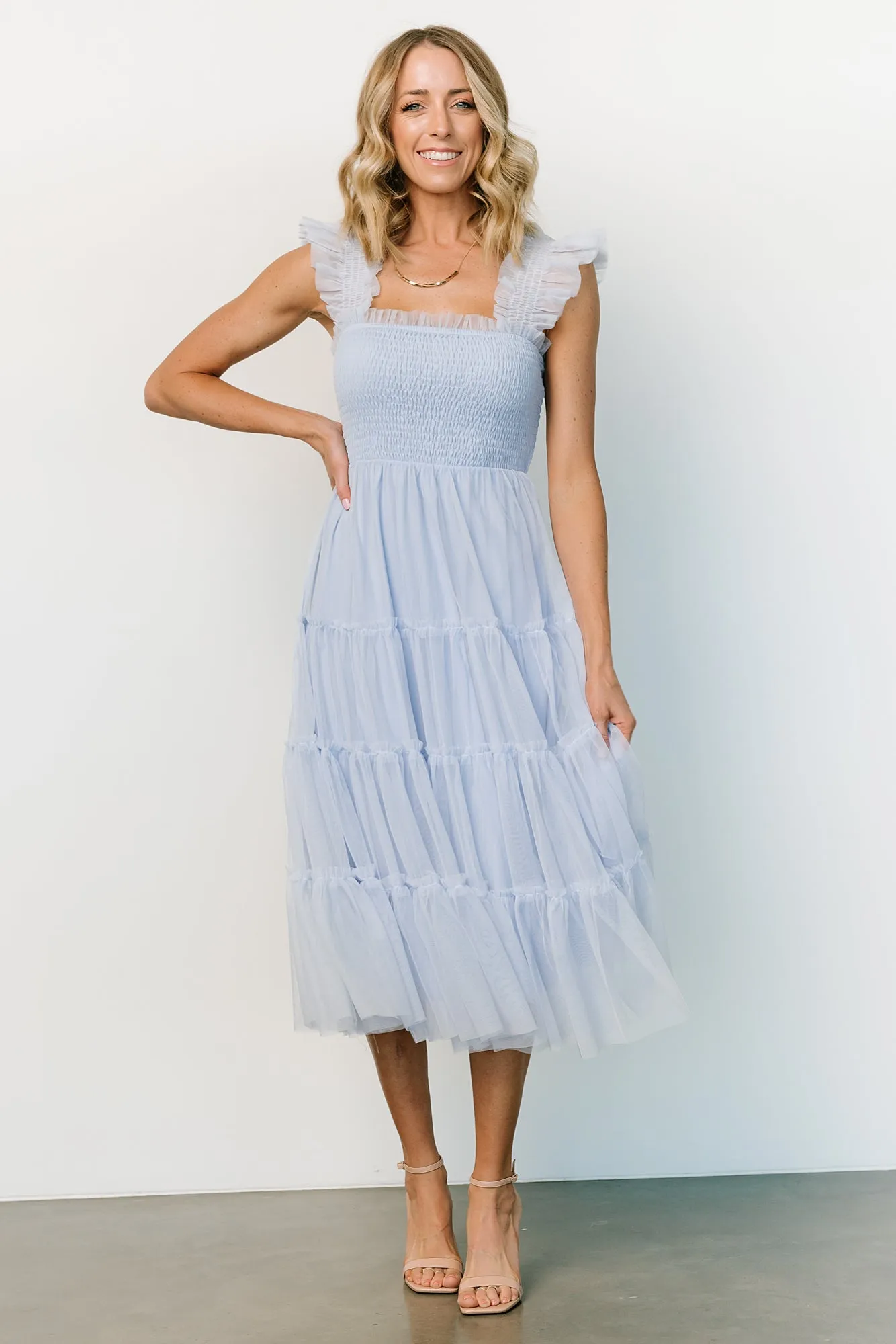 Emma Smocked Tulle Dress | Light Blue sold by Baltic Born product image thumbnail 2
