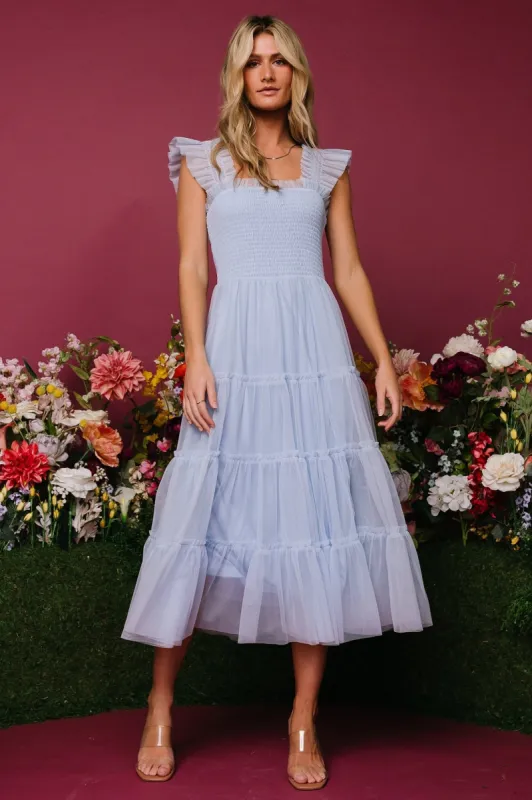 Emma Smocked Tulle Dress | Light Blue sold by Baltic Born
