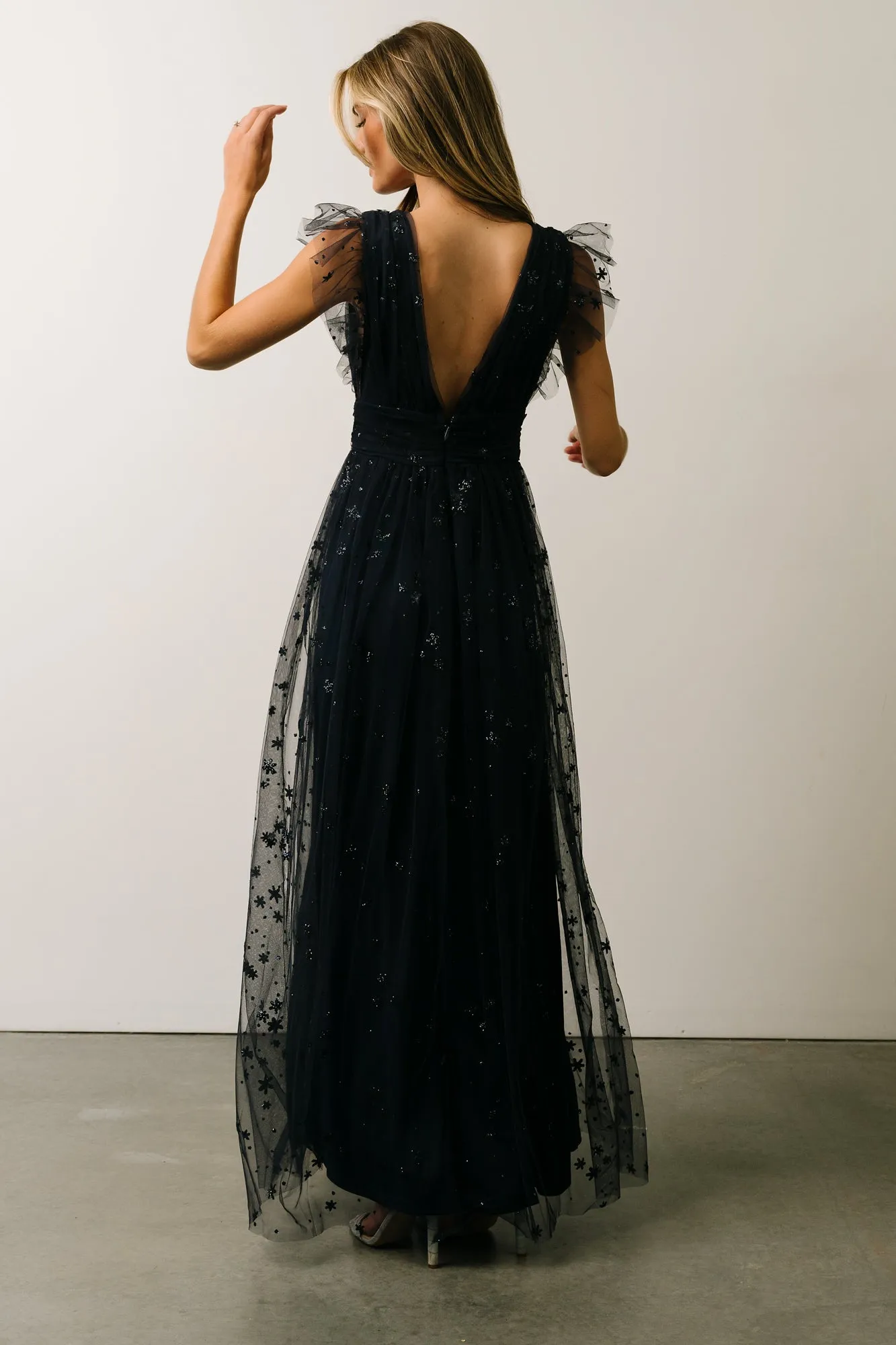 Nova Shimmer Maxi Dress | Navy sold by Baltic Born product image thumbnail 5