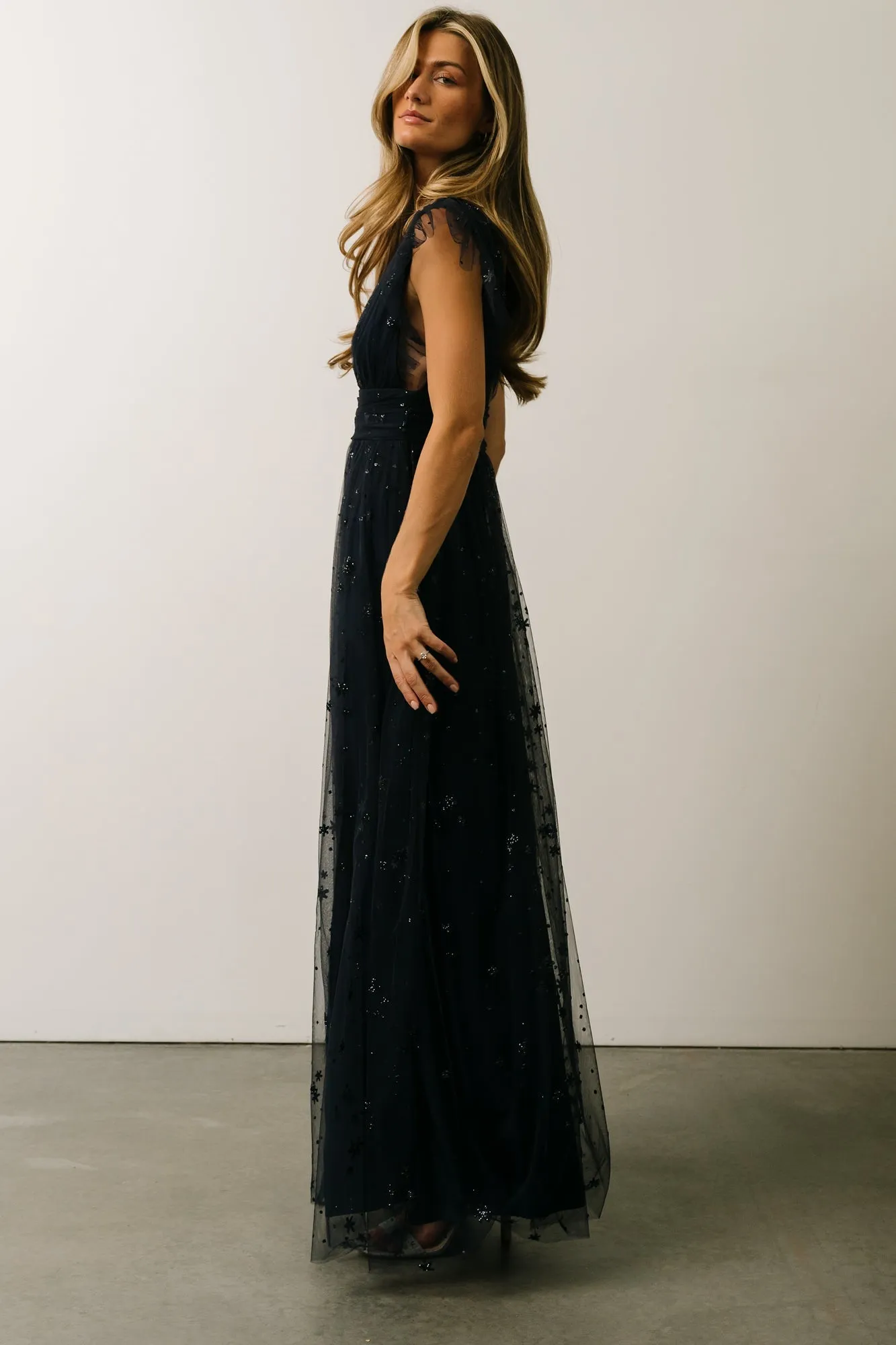 Nova Shimmer Maxi Dress | Navy sold by Baltic Born product image thumbnail 2