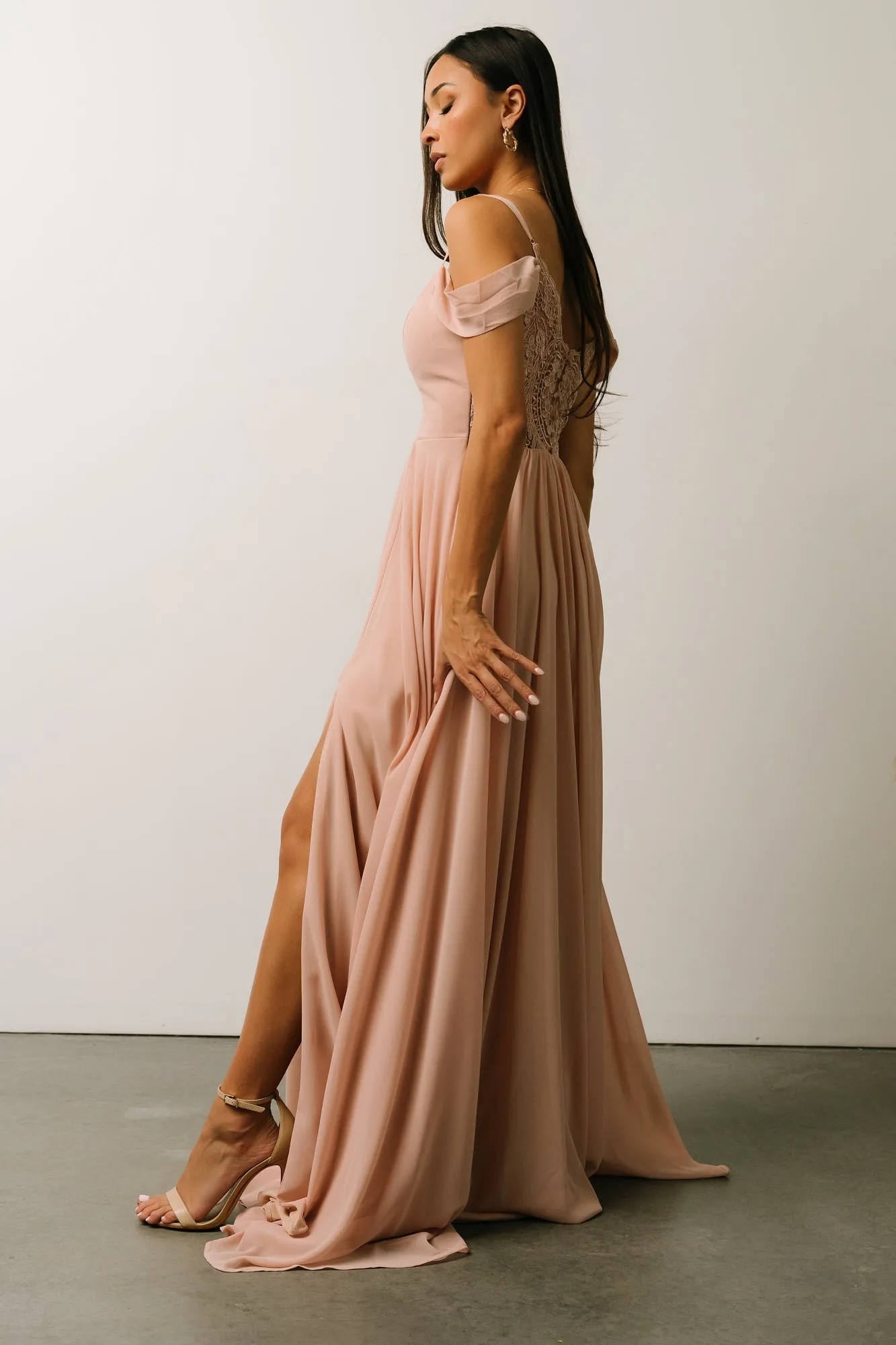 Bianca Lace Maxi Dress | Nude Blush sold by Baltic Born product image thumbnail 3