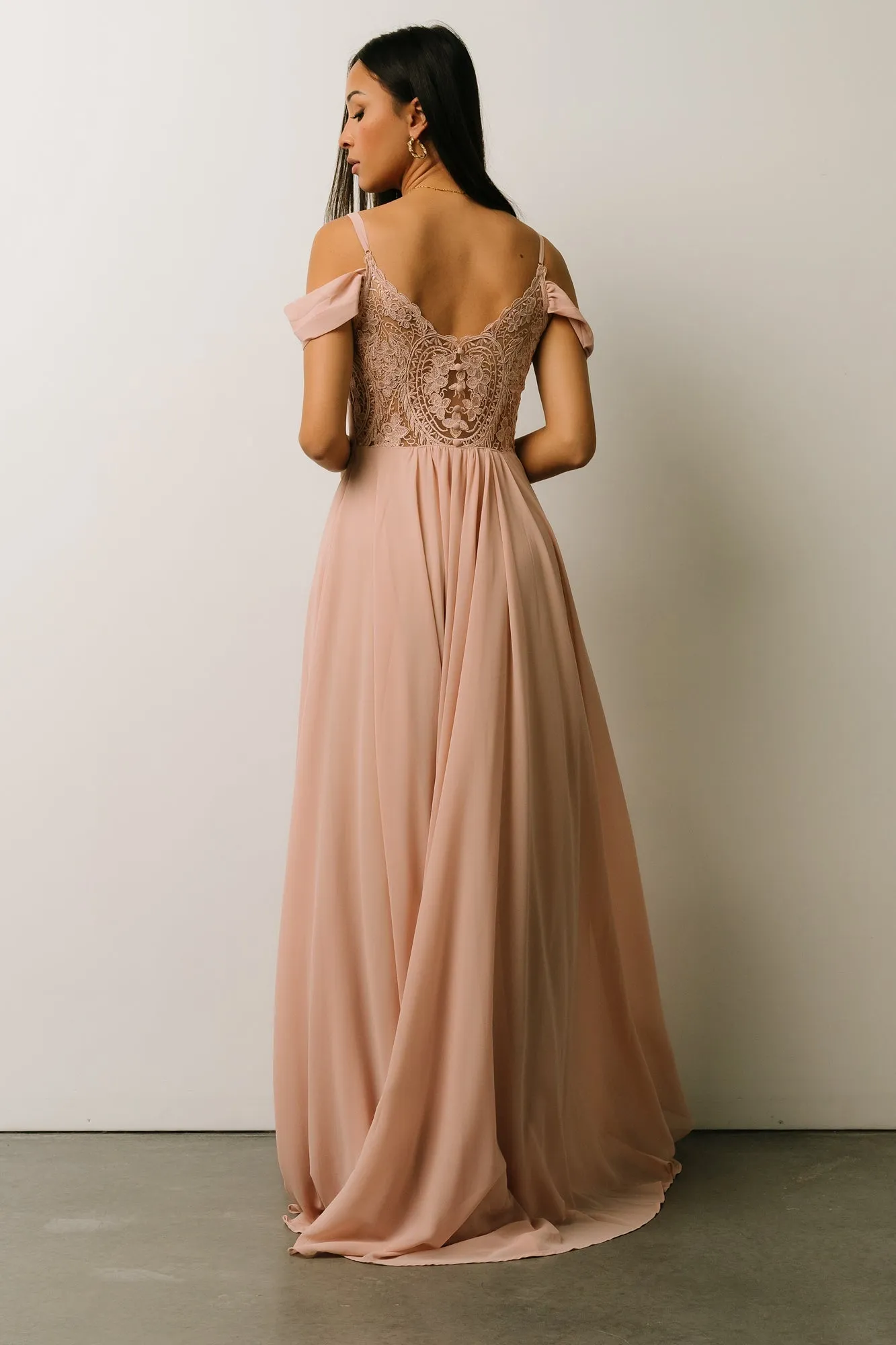 Bianca Lace Maxi Dress | Nude Blush sold by Baltic Born