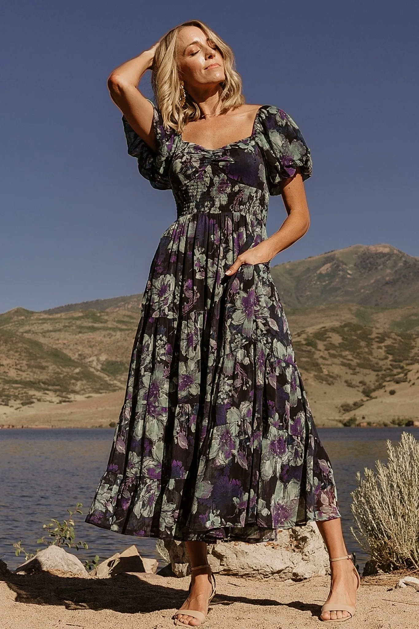 Suzy Maxi Dress | Dark Blue Multi sold by Baltic Born