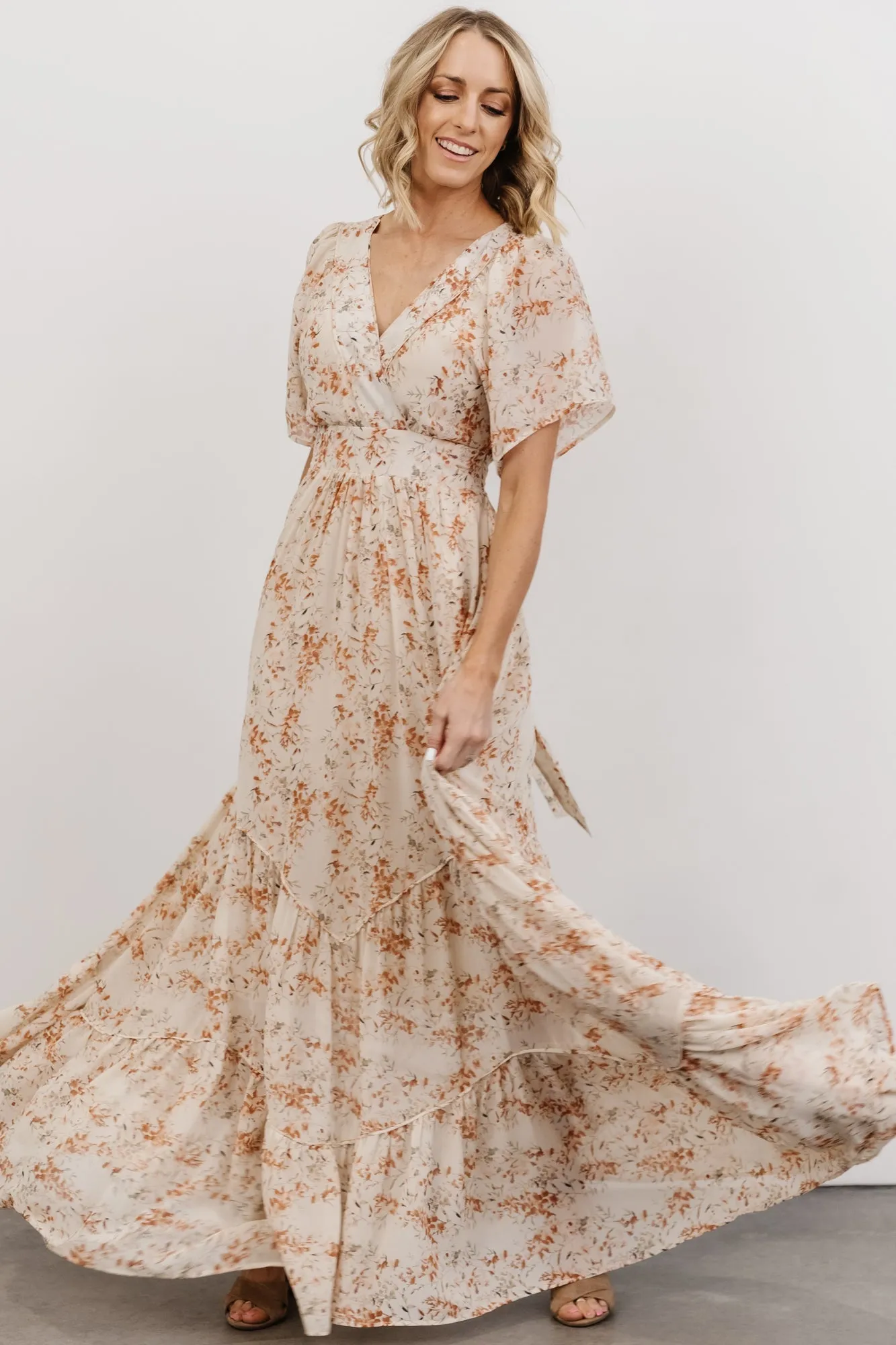 Katherine Maxi Dress | Cream + Rust Floral sold by Baltic Born