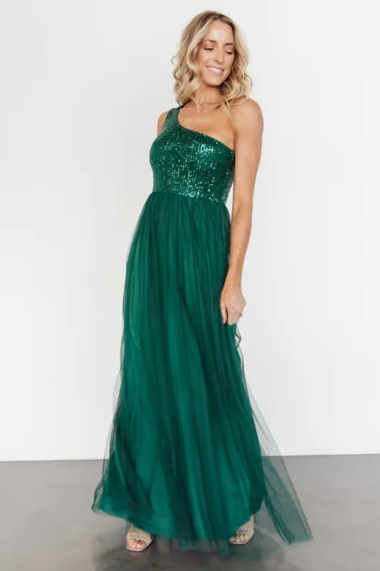 Celebration One Shoulder Maxi Dress | Green sold by Baltic Born