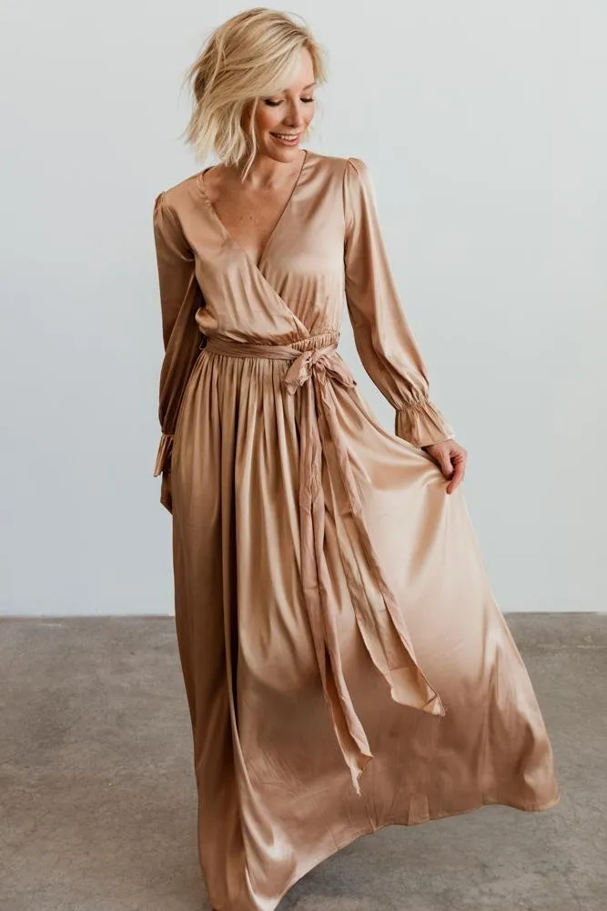 Holly Satin Maxi Dress | Champagne sold by Baltic Born product image thumbnail 5