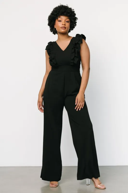 Descanso Ruffle Jumpsuit | Black sold by Baltic Born