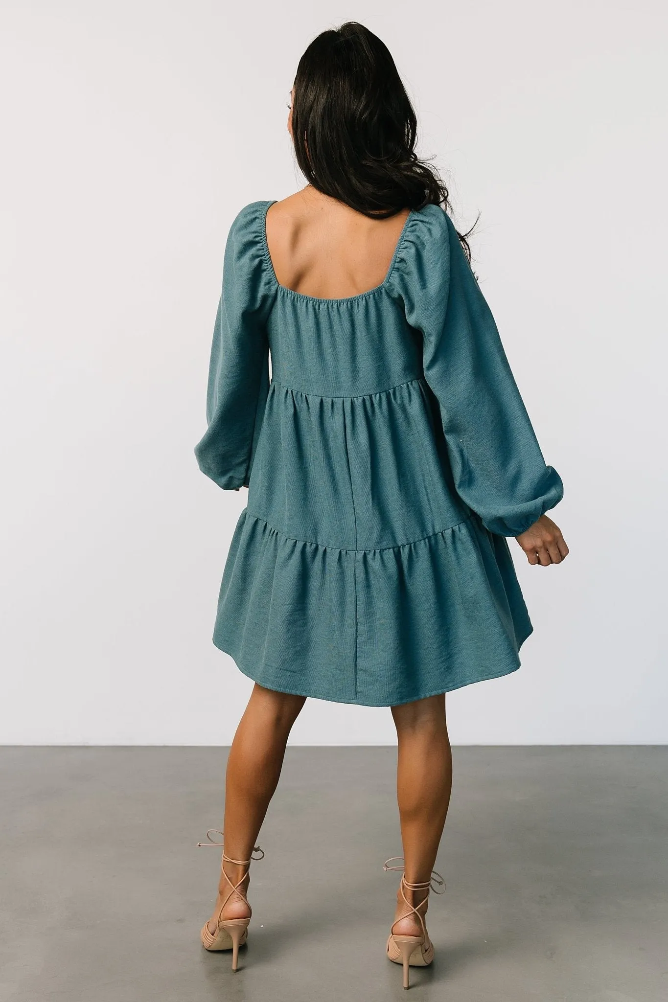 Selena Tiered Mini Dress | Vintage Teal sold by Baltic Born product image thumbnail 5