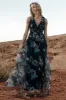 Kamila Tulle Maxi Dress | Navy Abstract Floral sold by Baltic Born