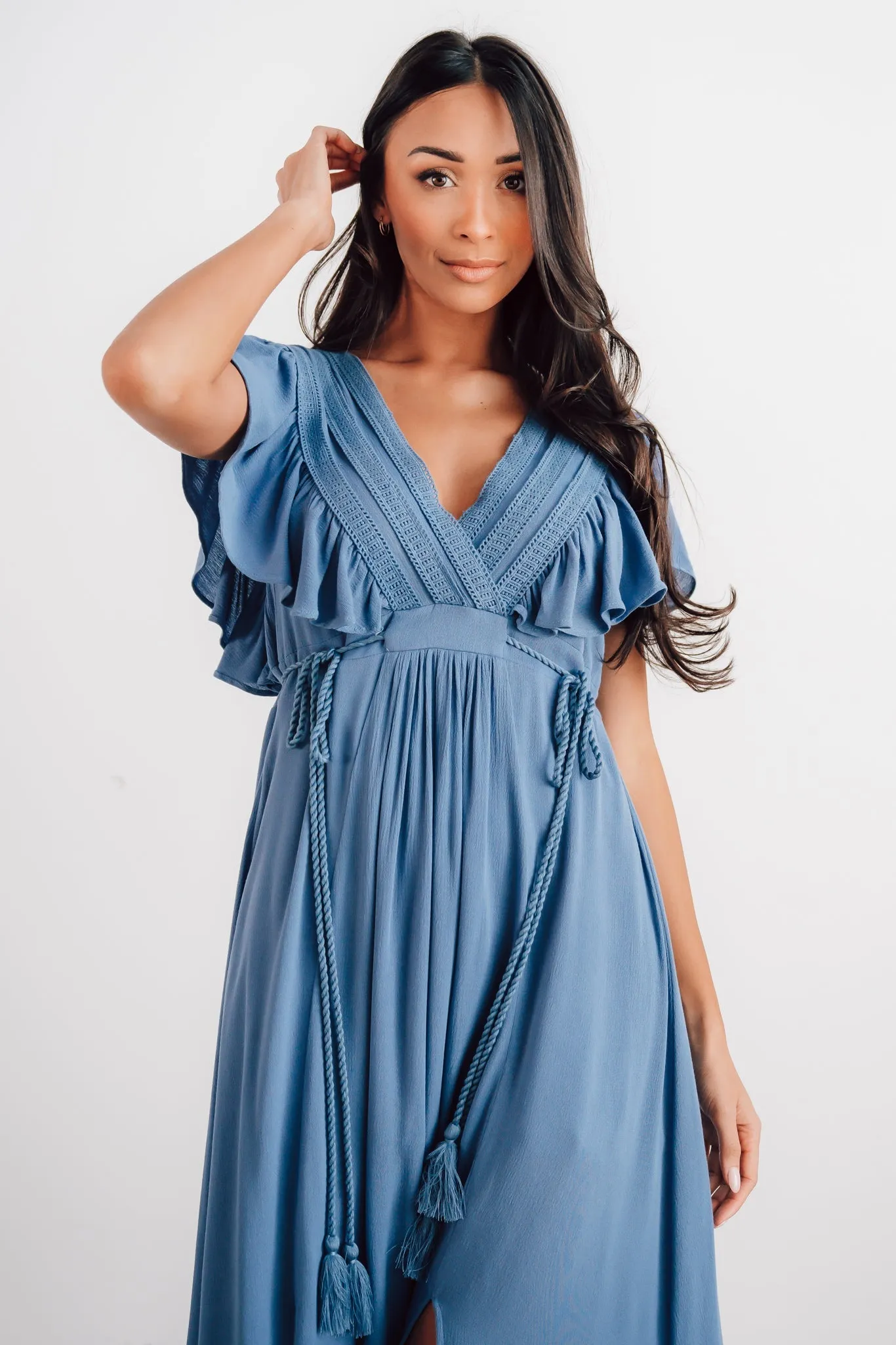Jennifer Deep V Maxi Dress | Blue sold by Baltic Born product image thumbnail 2