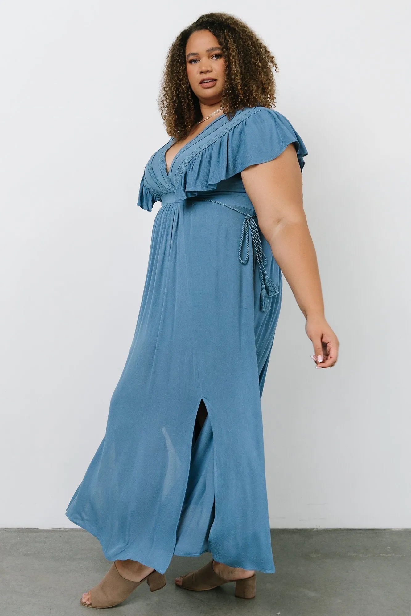 Jennifer Deep V Maxi Dress | Blue sold by Baltic Born product image thumbnail 4