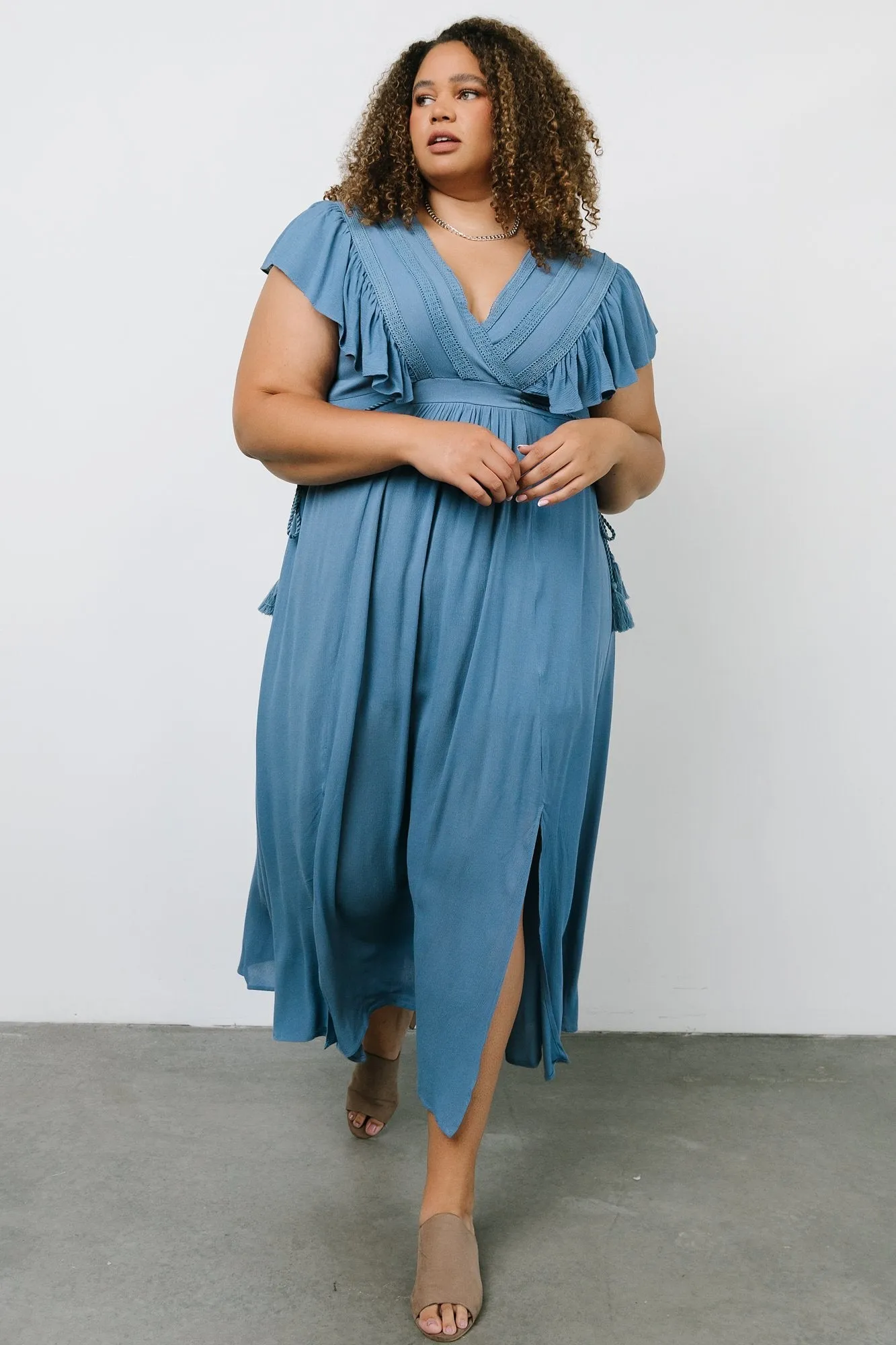 Jennifer Deep V Maxi Dress | Blue sold by Baltic Born product image thumbnail 5