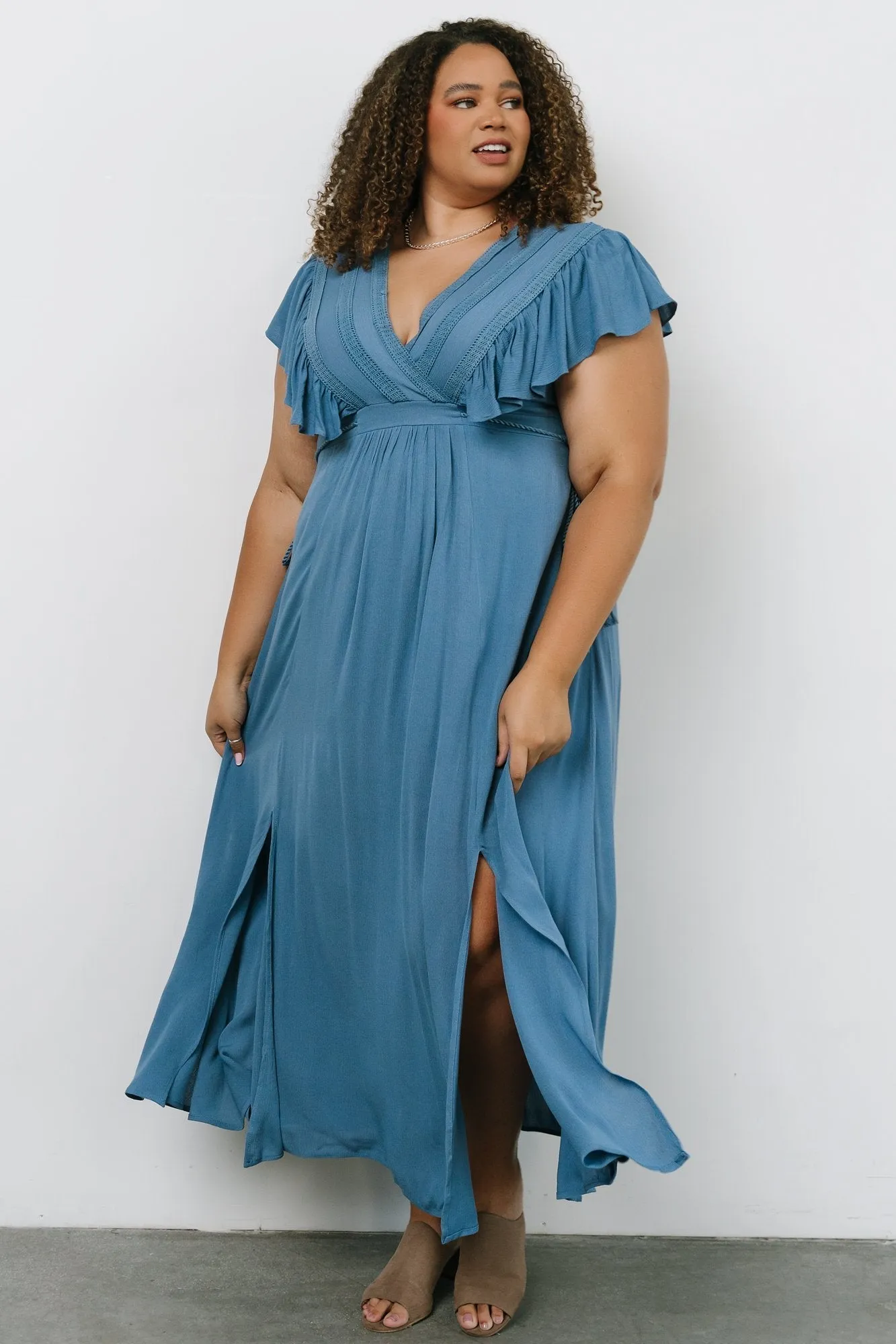 Jennifer Deep V Maxi Dress | Blue sold by Baltic Born product image thumbnail 3