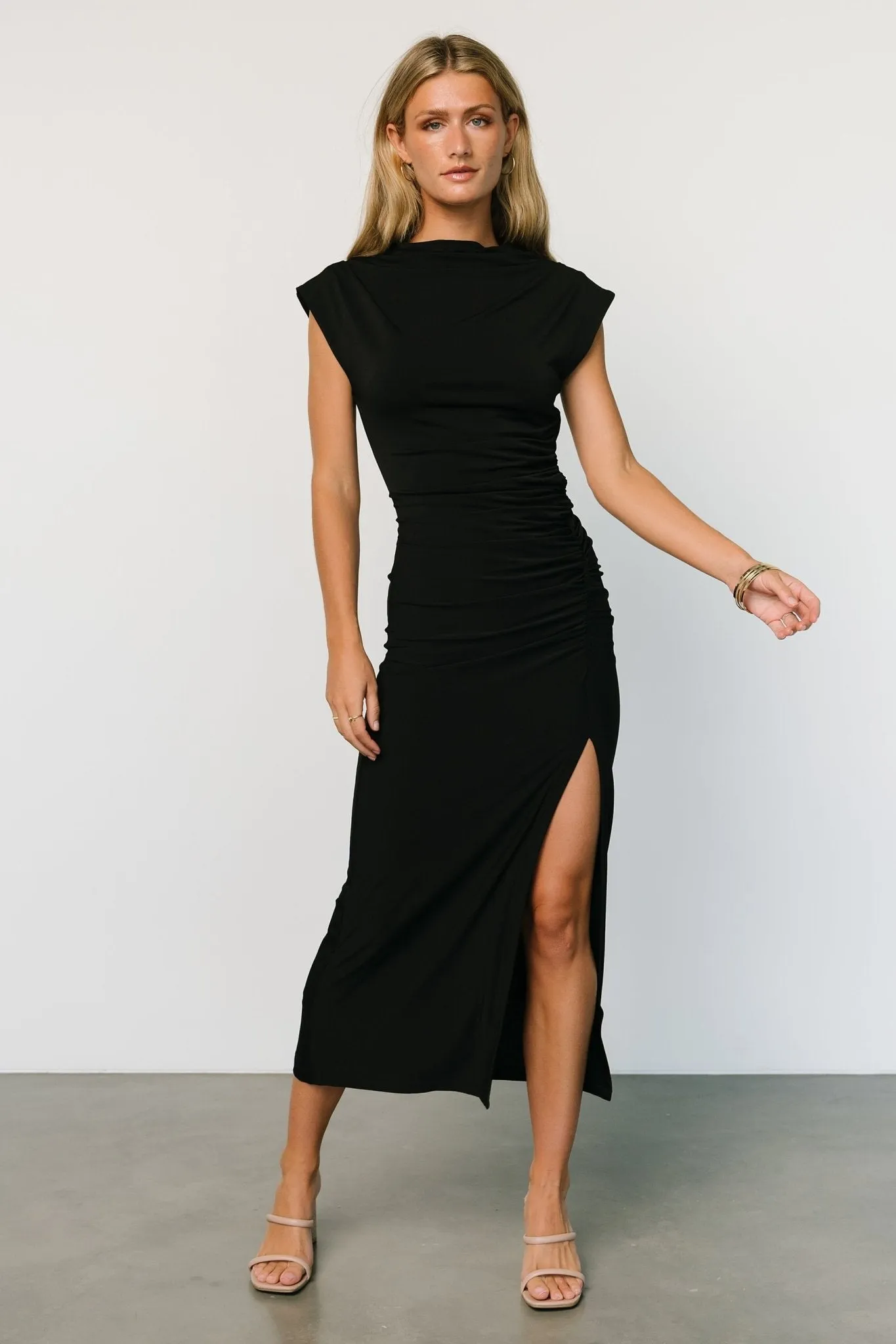 Sasha Ruched Maxi Dress | Black sold by Baltic Born