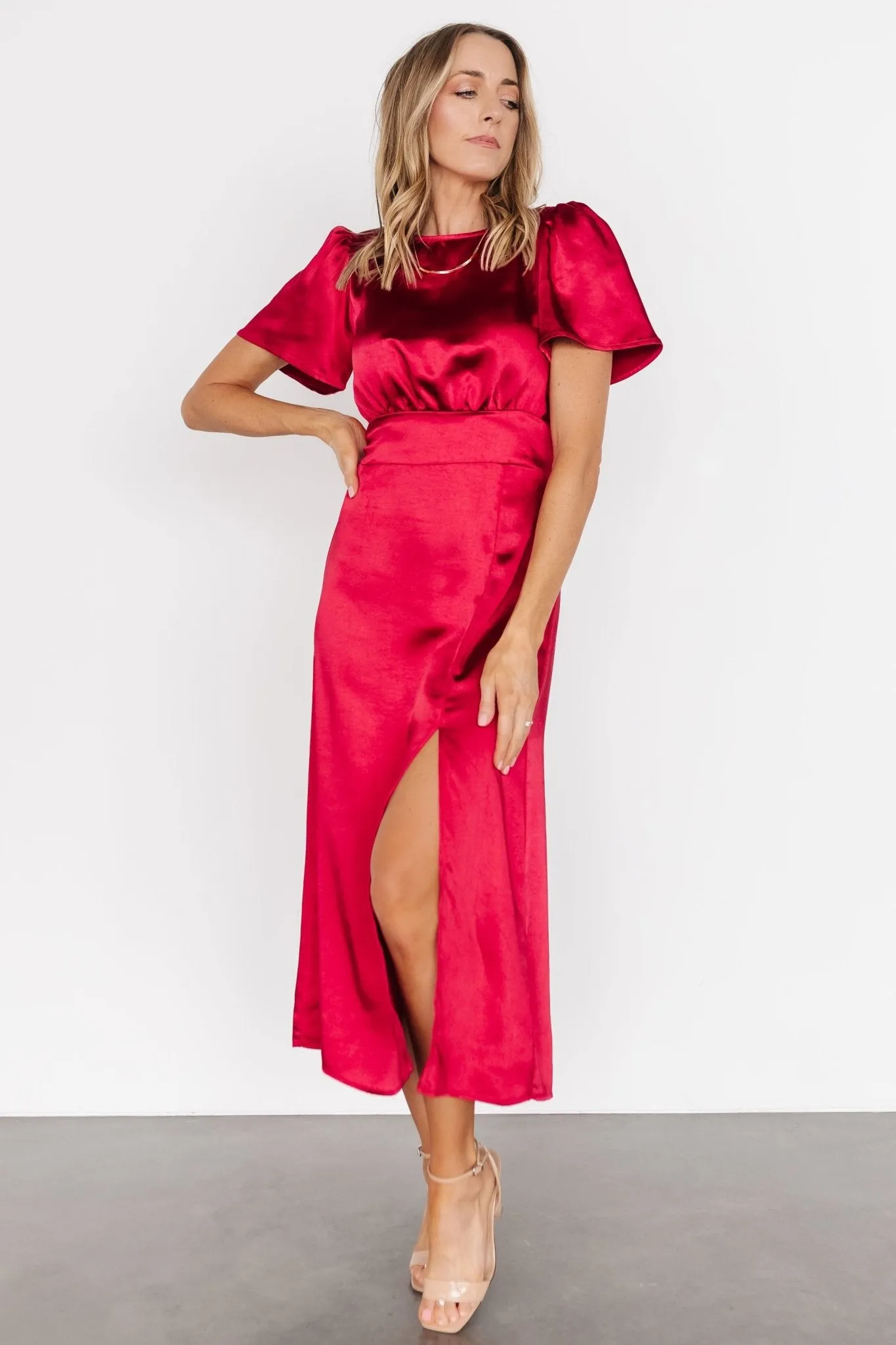 Allie Satin Dress | Deep Red sold by Baltic Born product image thumbnail 4