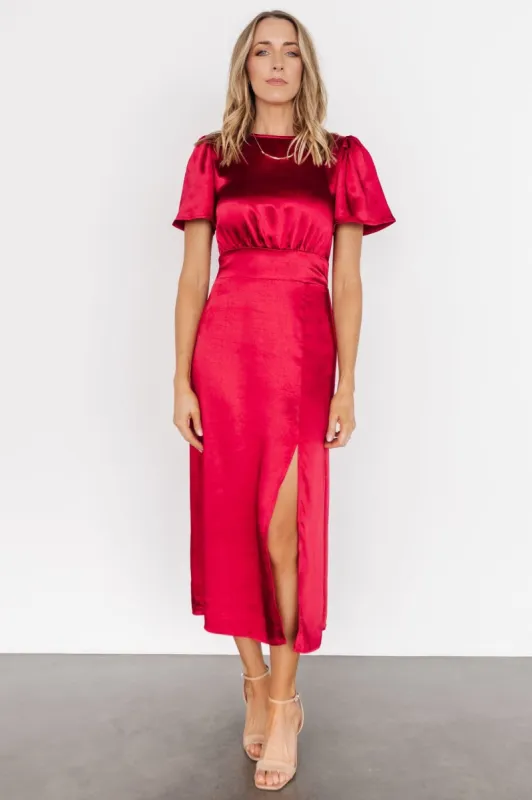 Allie Satin Dress | Deep Red sold by Baltic Born