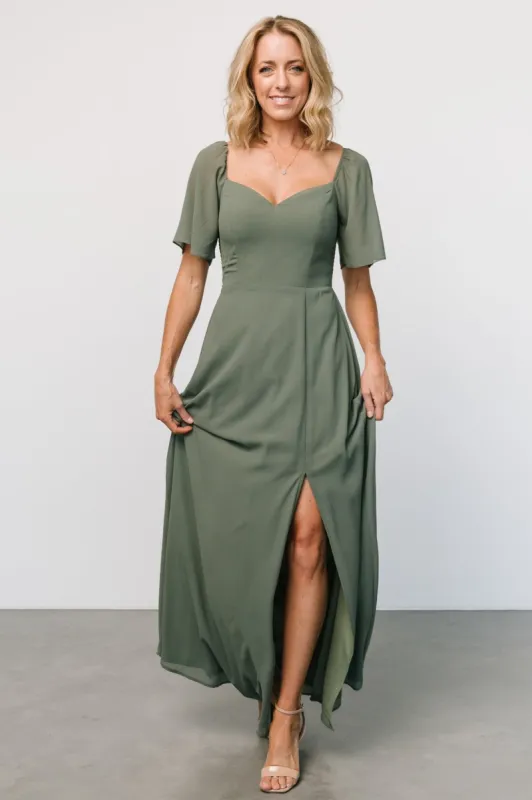 Sierra Sweetheart Maxi Dress | Dark Sage sold by Baltic Born