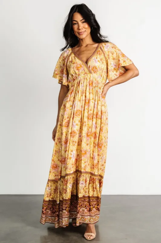 Marietta Maxi Dress | Golden Floral sold by Baltic Born