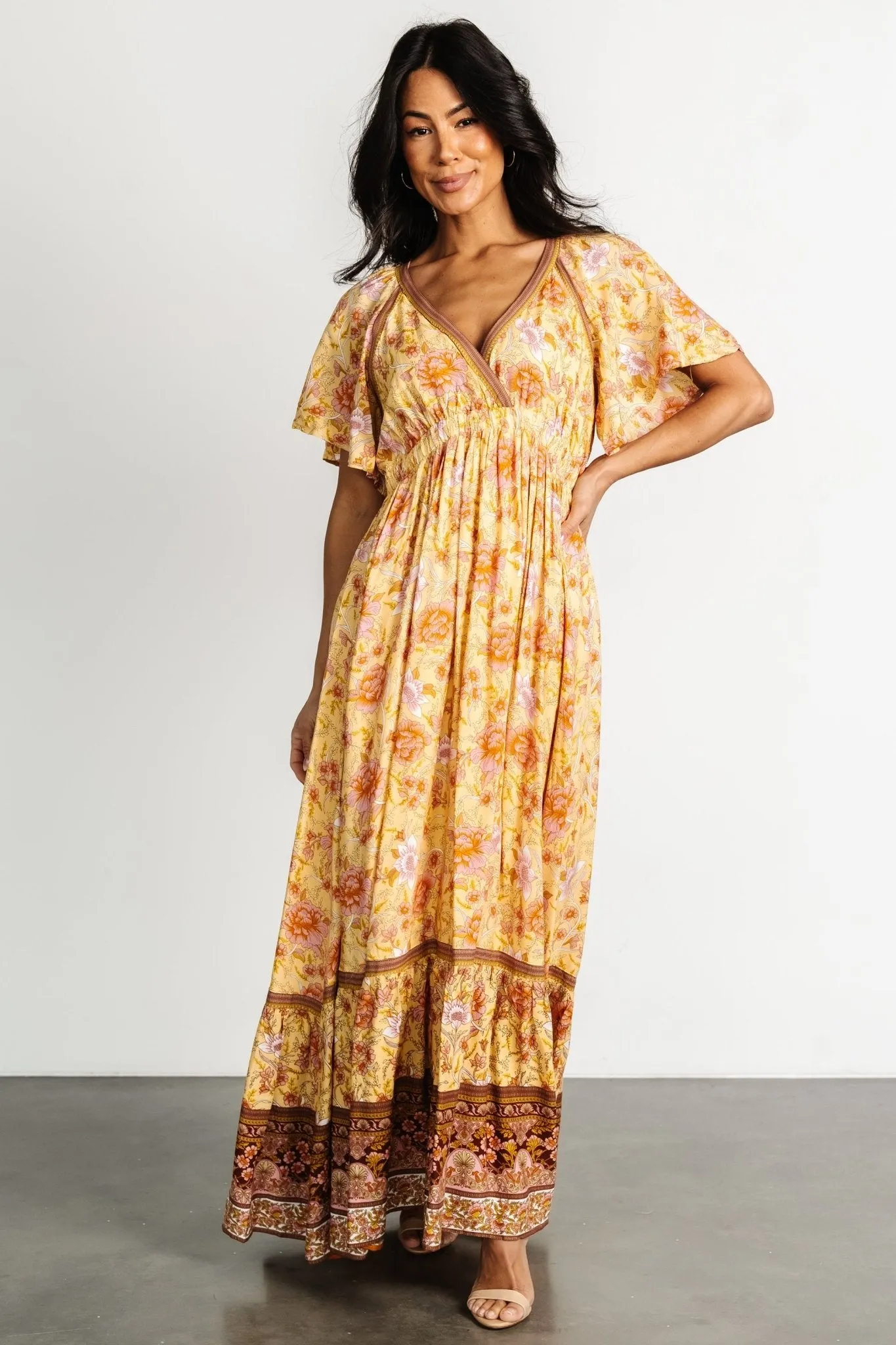 Marietta Maxi Dress | Golden Floral sold by Baltic Born