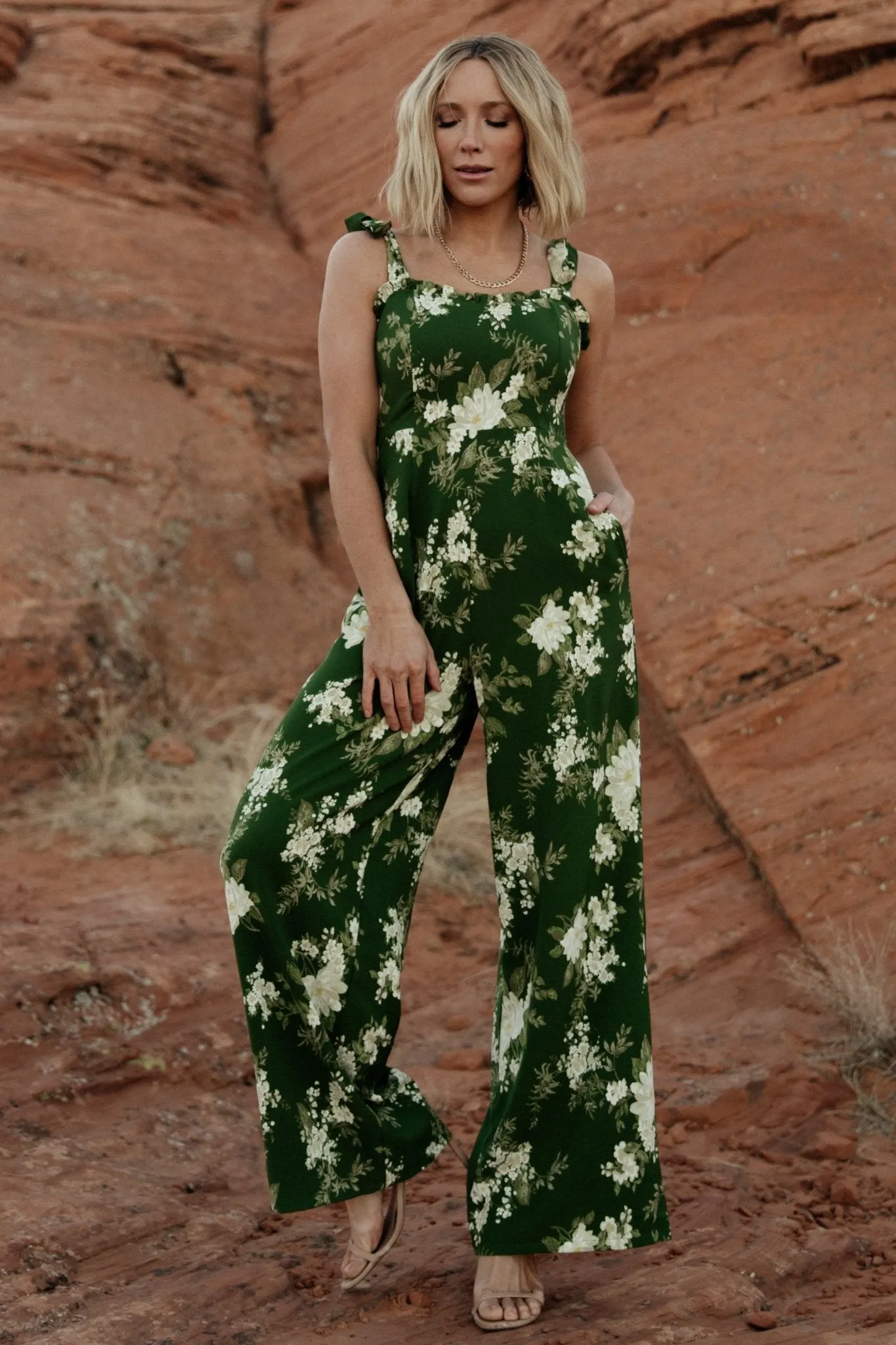 Naples Sleeveless Jumpsuit | Olive Multi sold by Baltic Born product image thumbnail 4