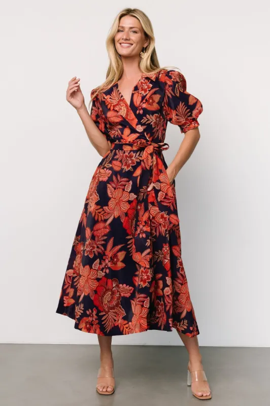 Potenza Wrap Dress | Navy + Rust sold by Baltic Born