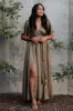 Sicily Satin Maxi Dress | Olive sold by Baltic Born