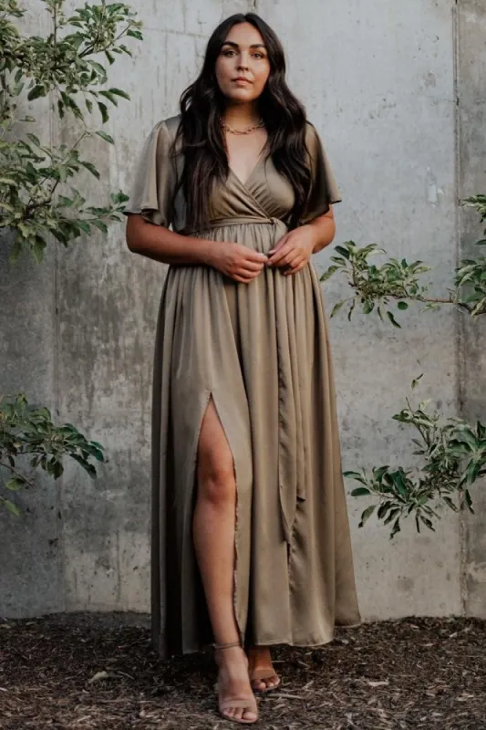 Sicily Satin Maxi Dress | Olive sold by Baltic Born