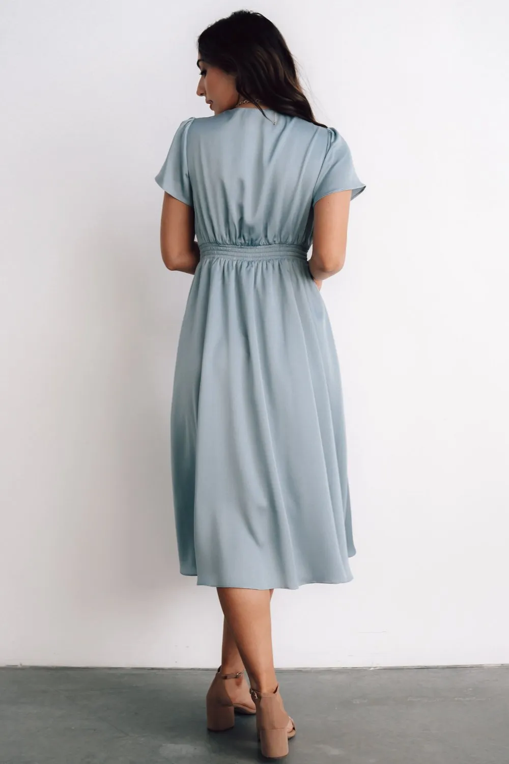 Poppy Satin Midi Dress | Light Blue sold by Baltic Born product image thumbnail 4