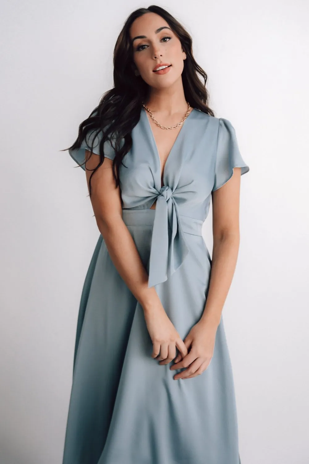 Poppy Satin Midi Dress | Light Blue sold by Baltic Born product image thumbnail 5