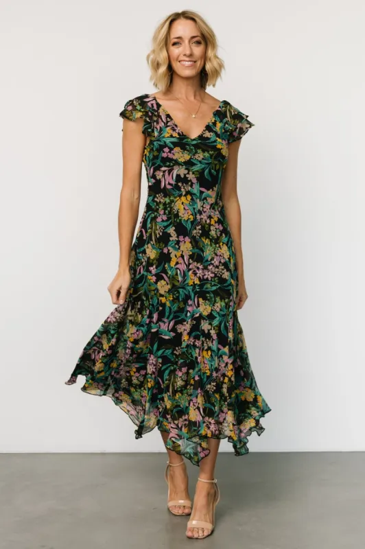 Alisa Maxi Dress | Black Floral sold by Baltic Born