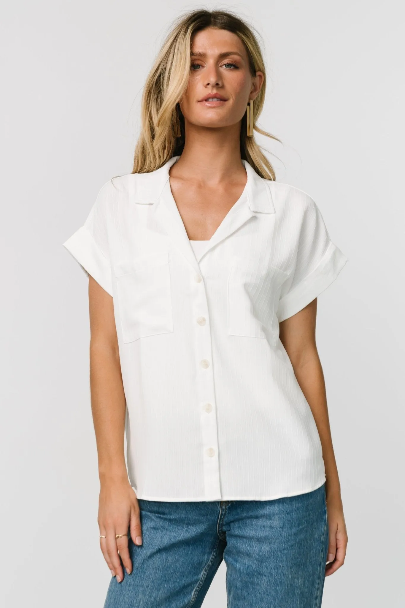 Shaylee Button Up Top | Off White sold by Baltic Born product image thumbnail 3
